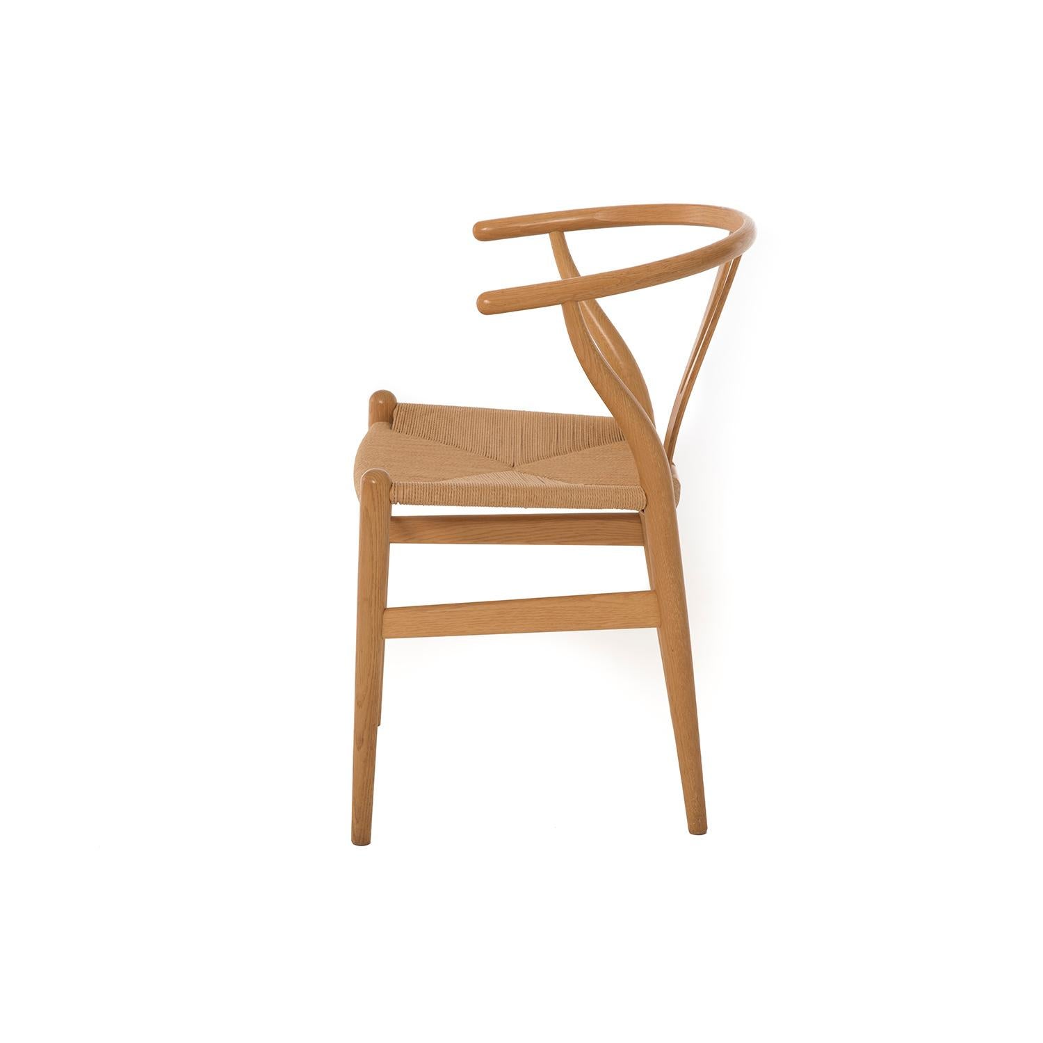 Lacquered Danish Modern White Oak Wishbone Dining Chairs