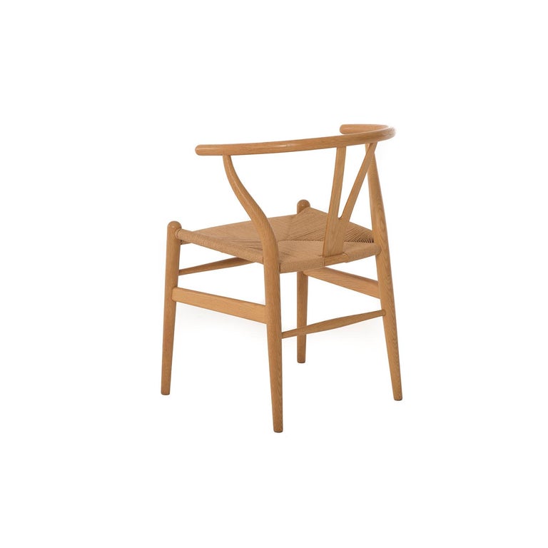 Danish Modern White Oak Wishbone Dining Chairs at 1stDibs