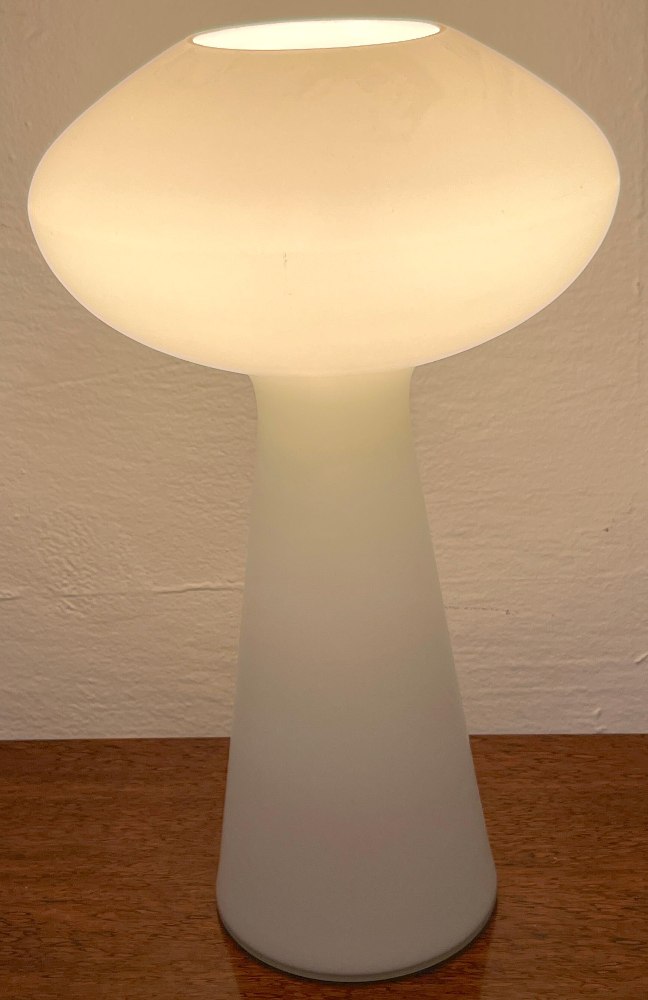 Danish Modern White Opaque Glass Mushroom Lamp by Lisa Johansson-Pape 5