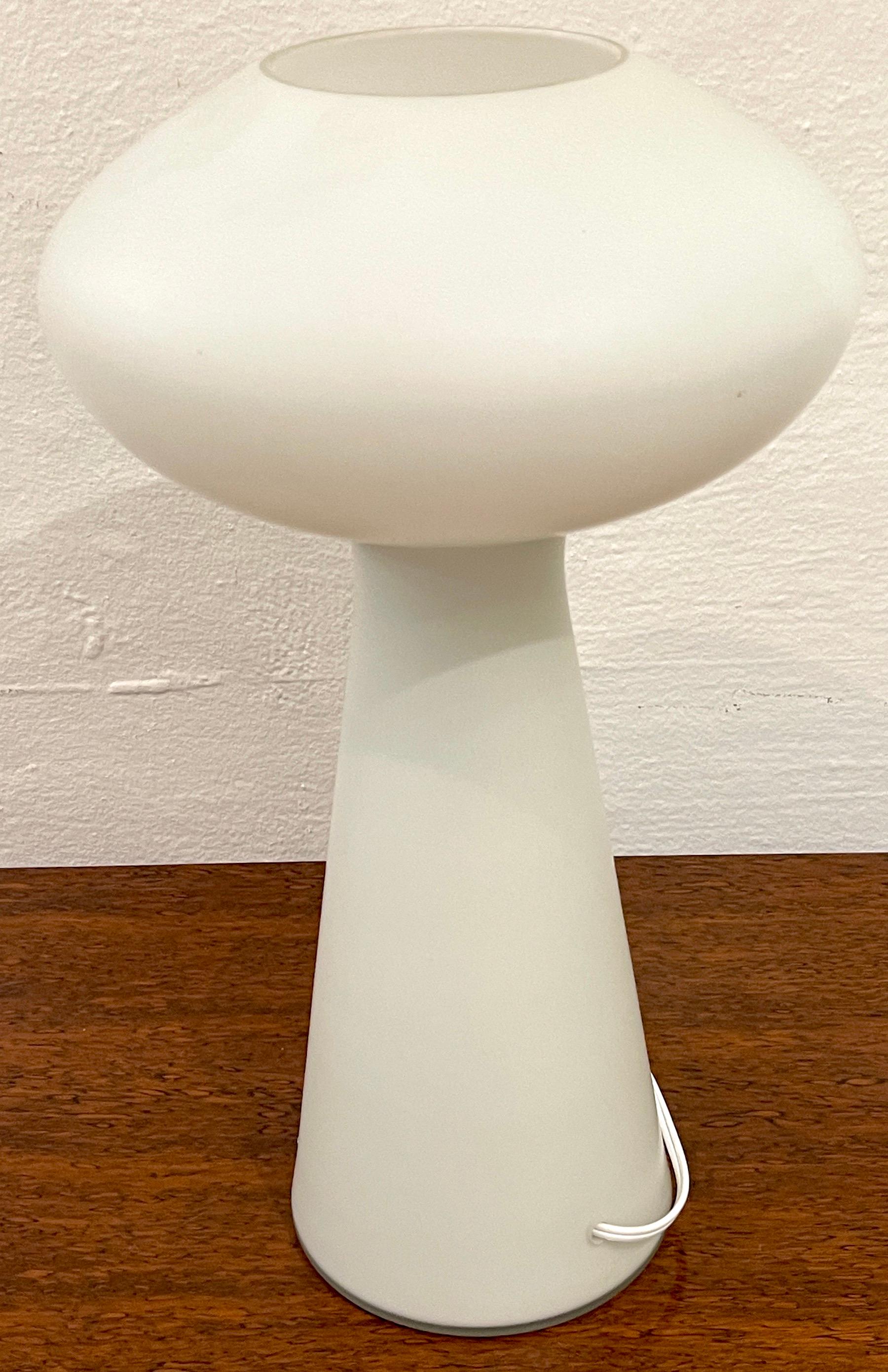 Art Glass Danish Modern White Opaque Glass Mushroom Lamp by Lisa Johansson-Pape