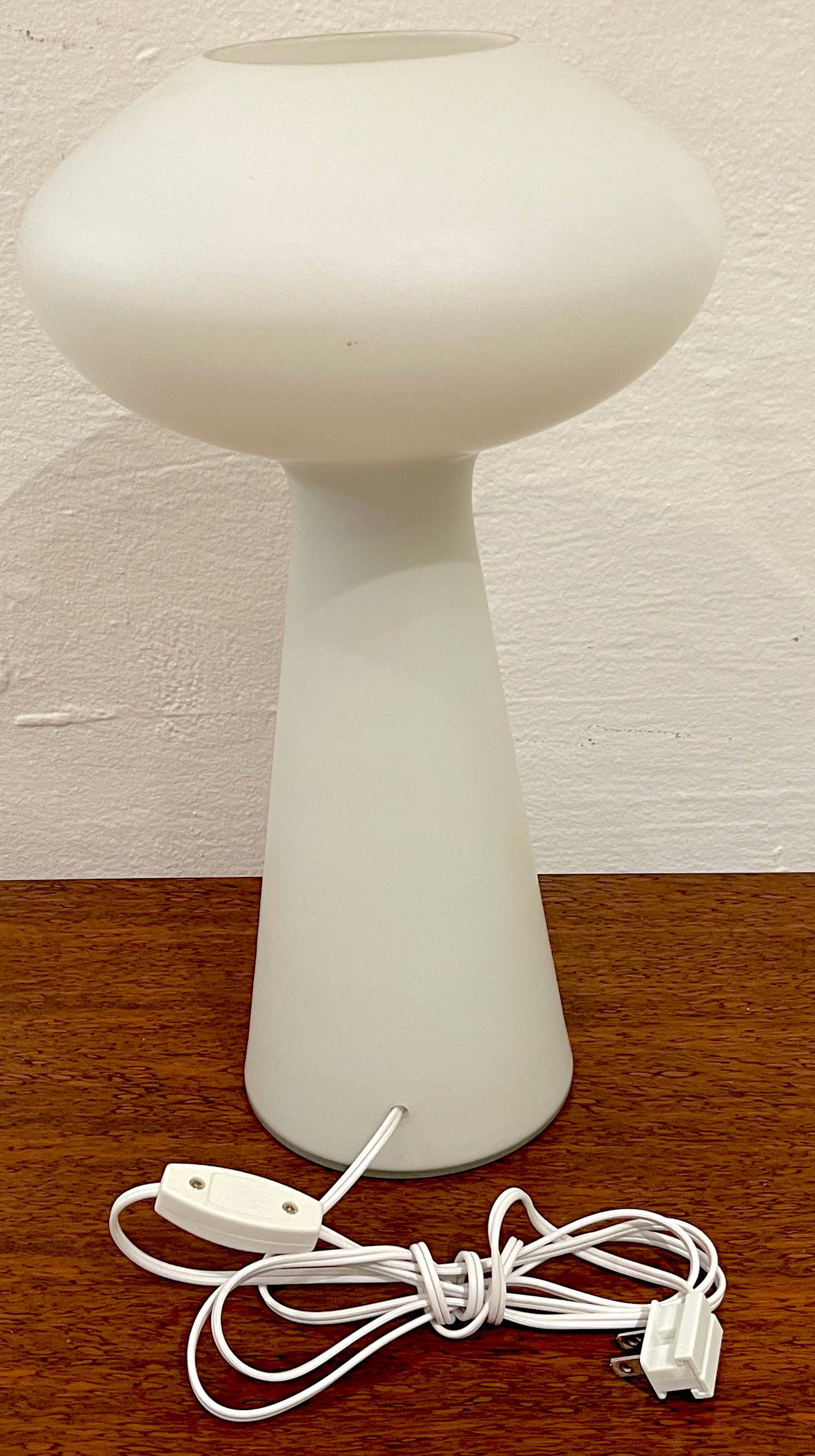 Danish Modern White Opaque Glass Mushroom Lamp by Lisa Johansson-Pape 1