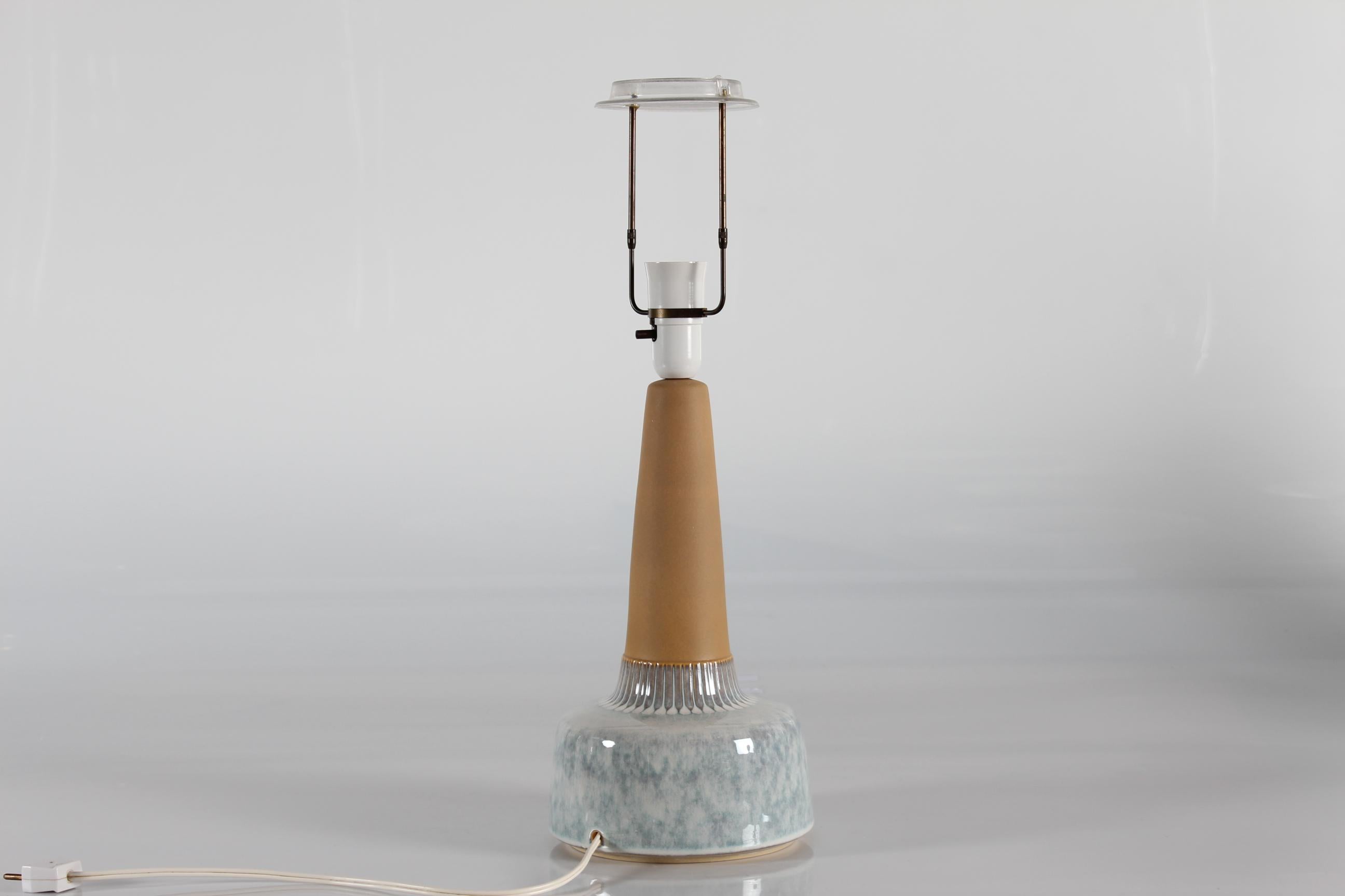 Mid-Century Modern Danish Modern Pale Blue Søholm Stoneware Table Lamp Designed by Einar Johansen For Sale