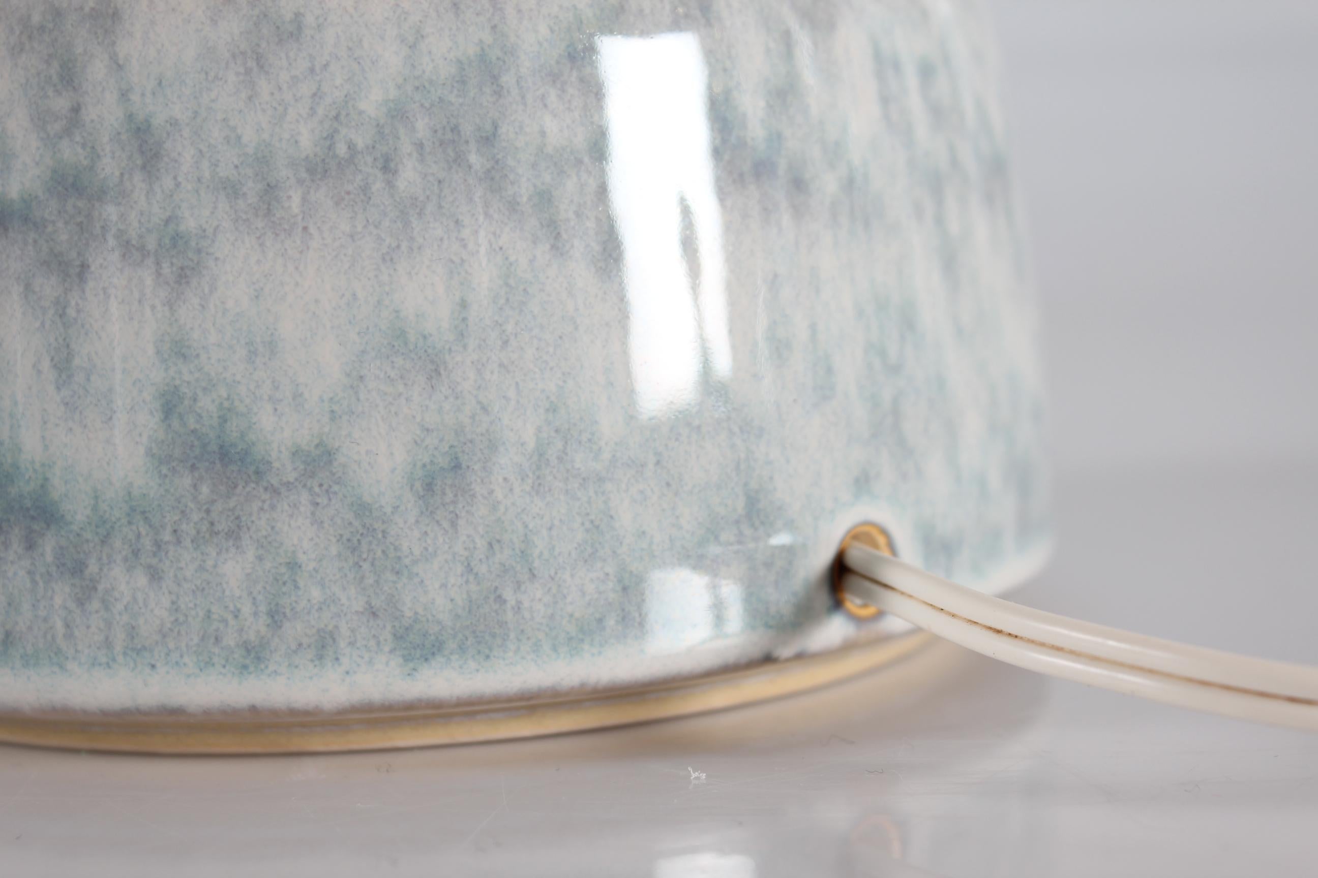 Mid-20th Century Danish Modern Pale Blue Søholm Stoneware Table Lamp Designed by Einar Johansen For Sale