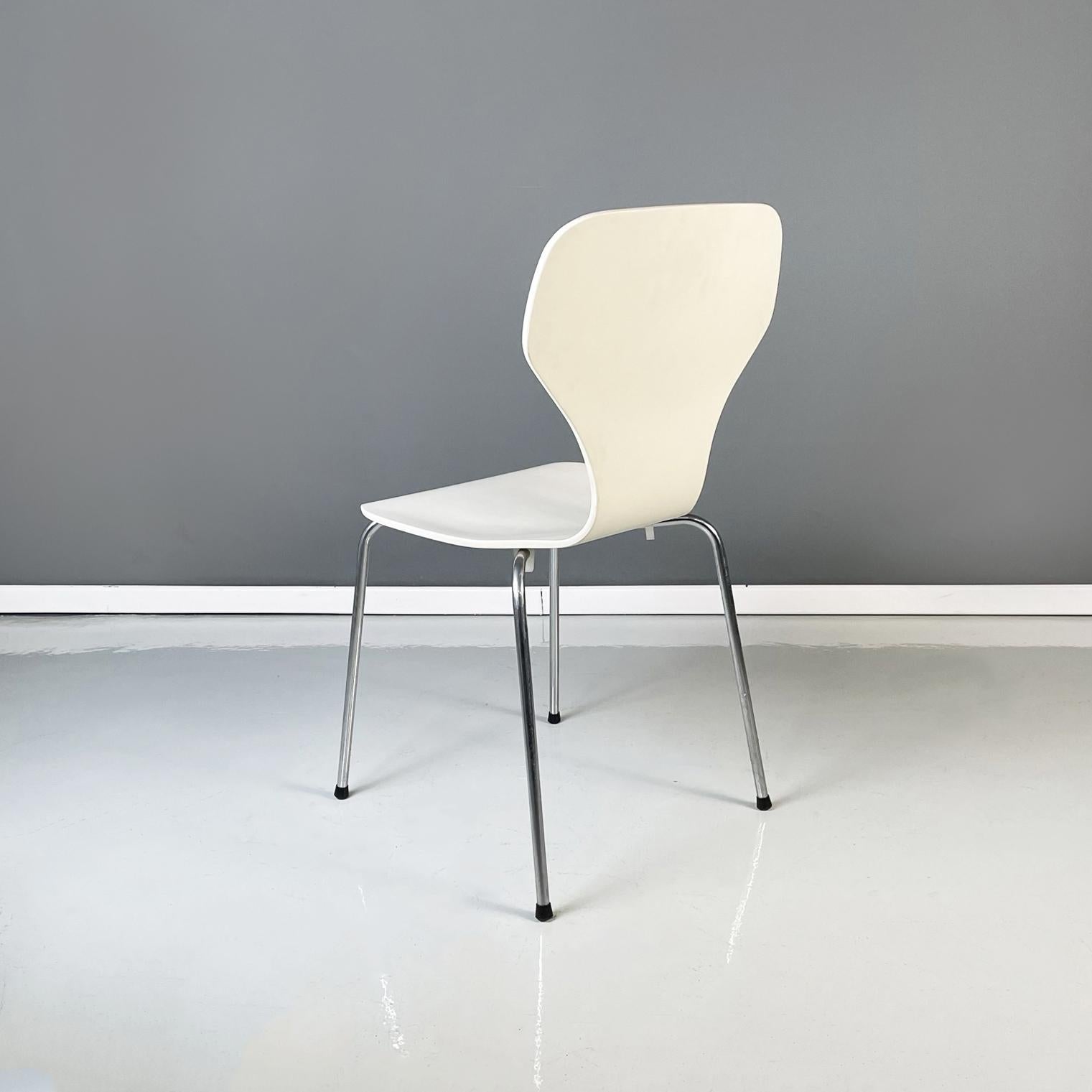 Late 20th Century Danish Modern White Wooden and Steel Chair by Phoenix, 1970s