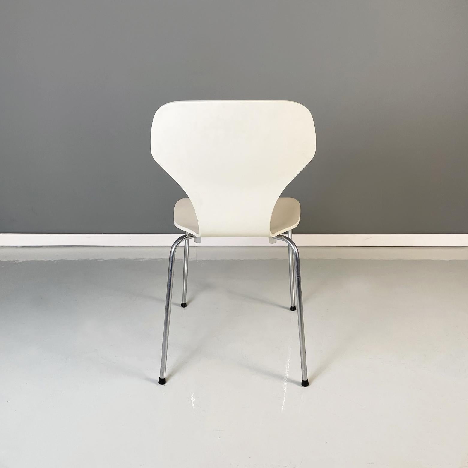 Danish Modern White Wooden and Steel Chair by Phoenix, 1970s 1