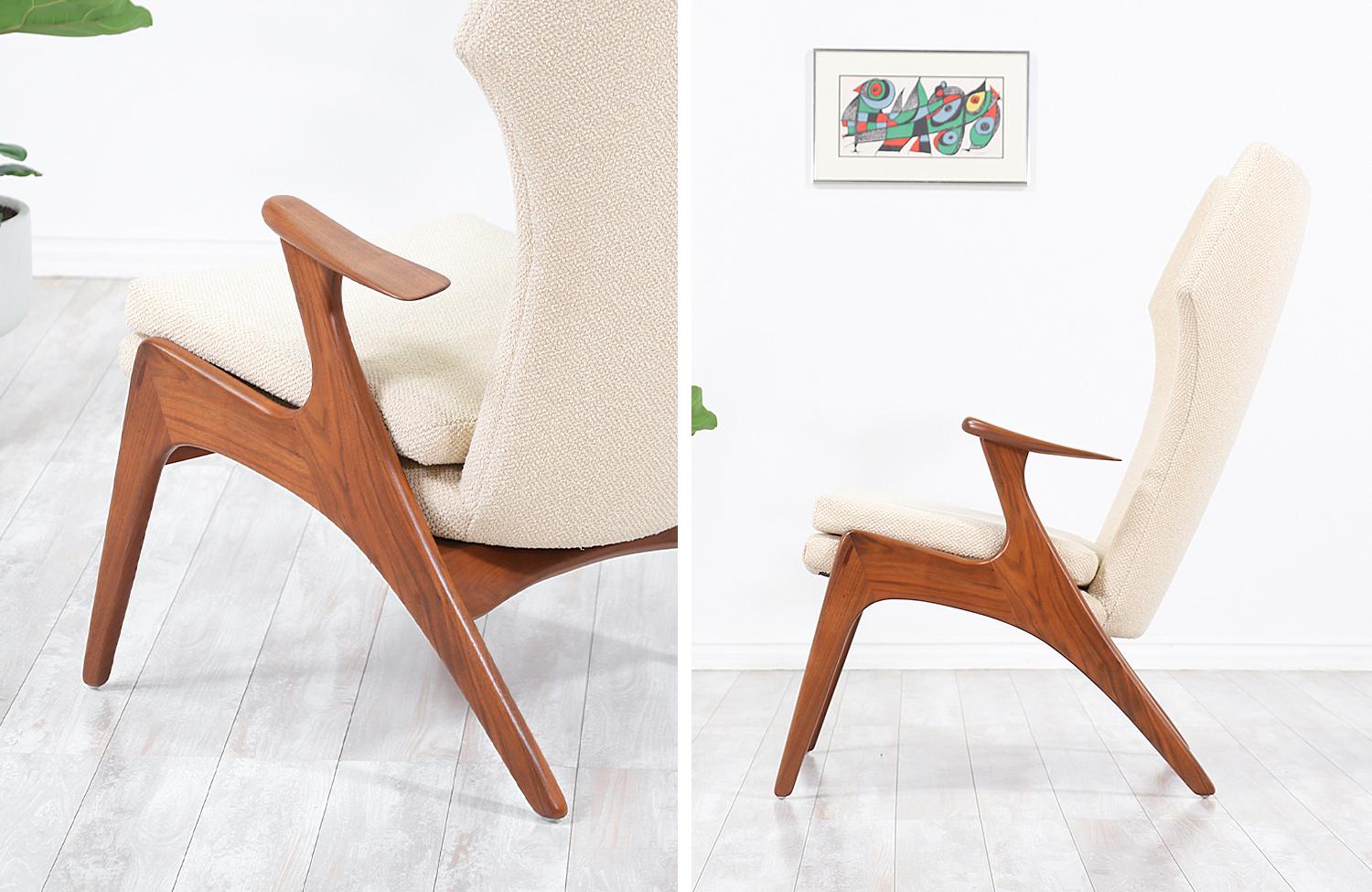 Fabric Danish Modern Wing Chair by Kurt Østervig