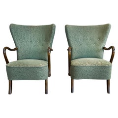 Paire de fauteuils danois modernes Wingback dans le style d'Alfred Christensen