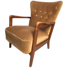 Danish Modern Wingback Chair by Fritz Hansen