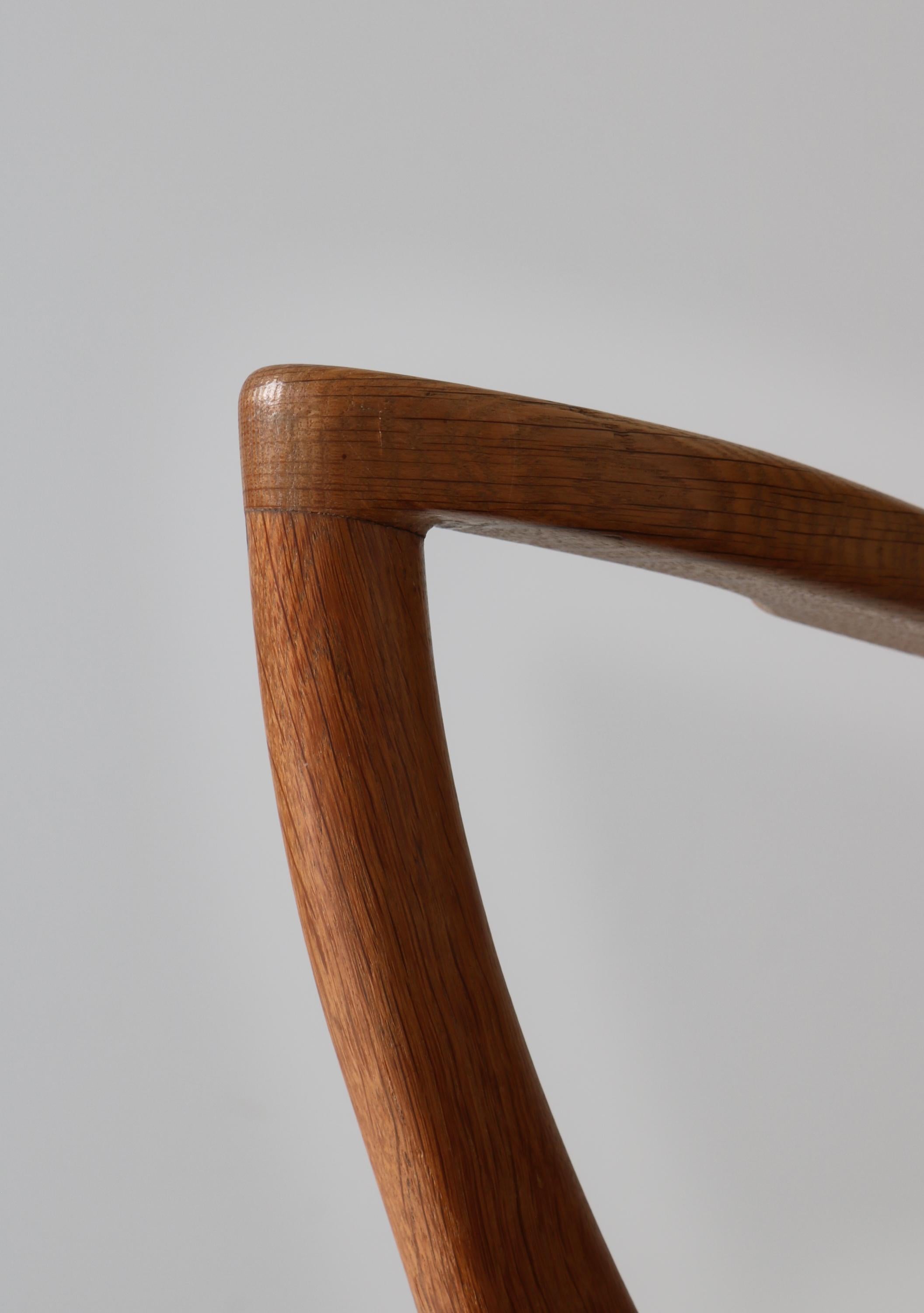 Danish Modern Wingback Chair in Oak & Traditional Danish Olmerdug Wool, 1950s For Sale 10