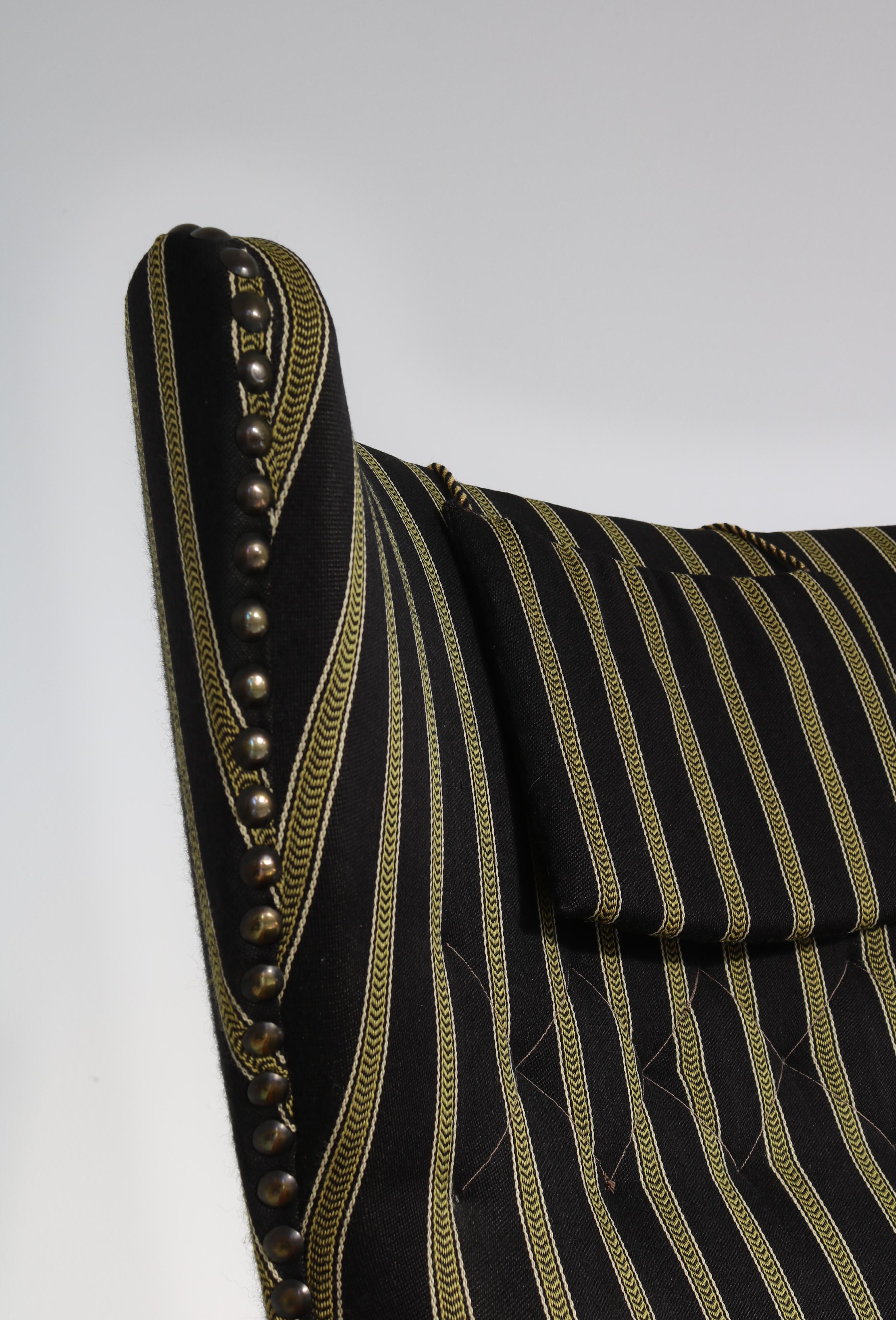Danish Modern Wingback Chair in Oak & Traditional Danish Olmerdug Wool, 1950s For Sale 3