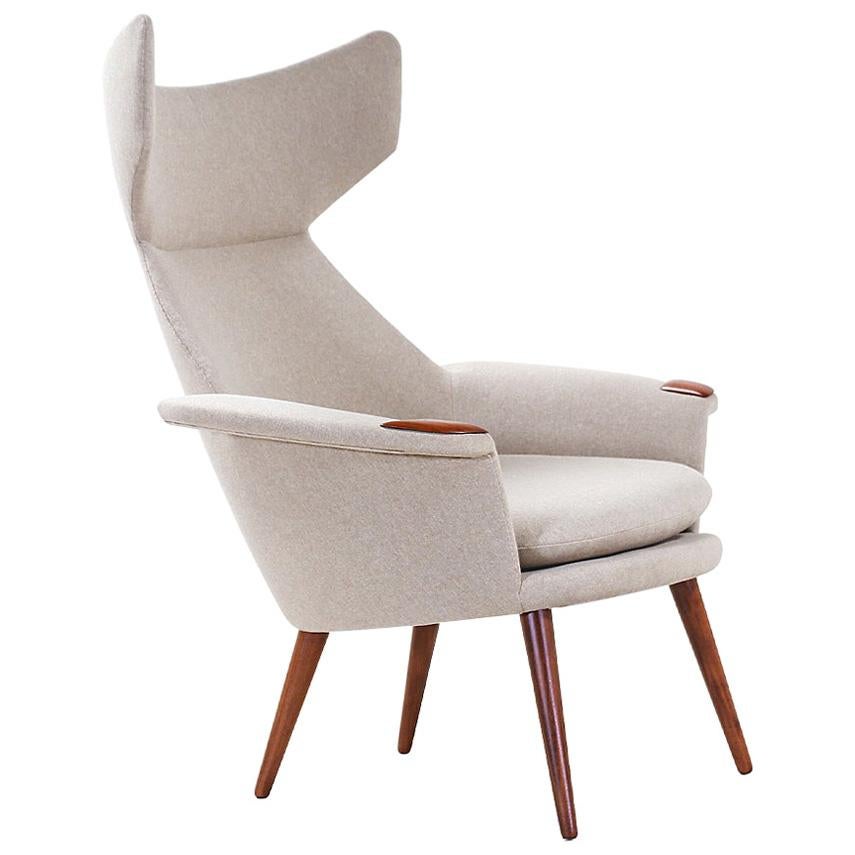 Danish Modern Wingback Lounge Chair with Teak Accent Paws
