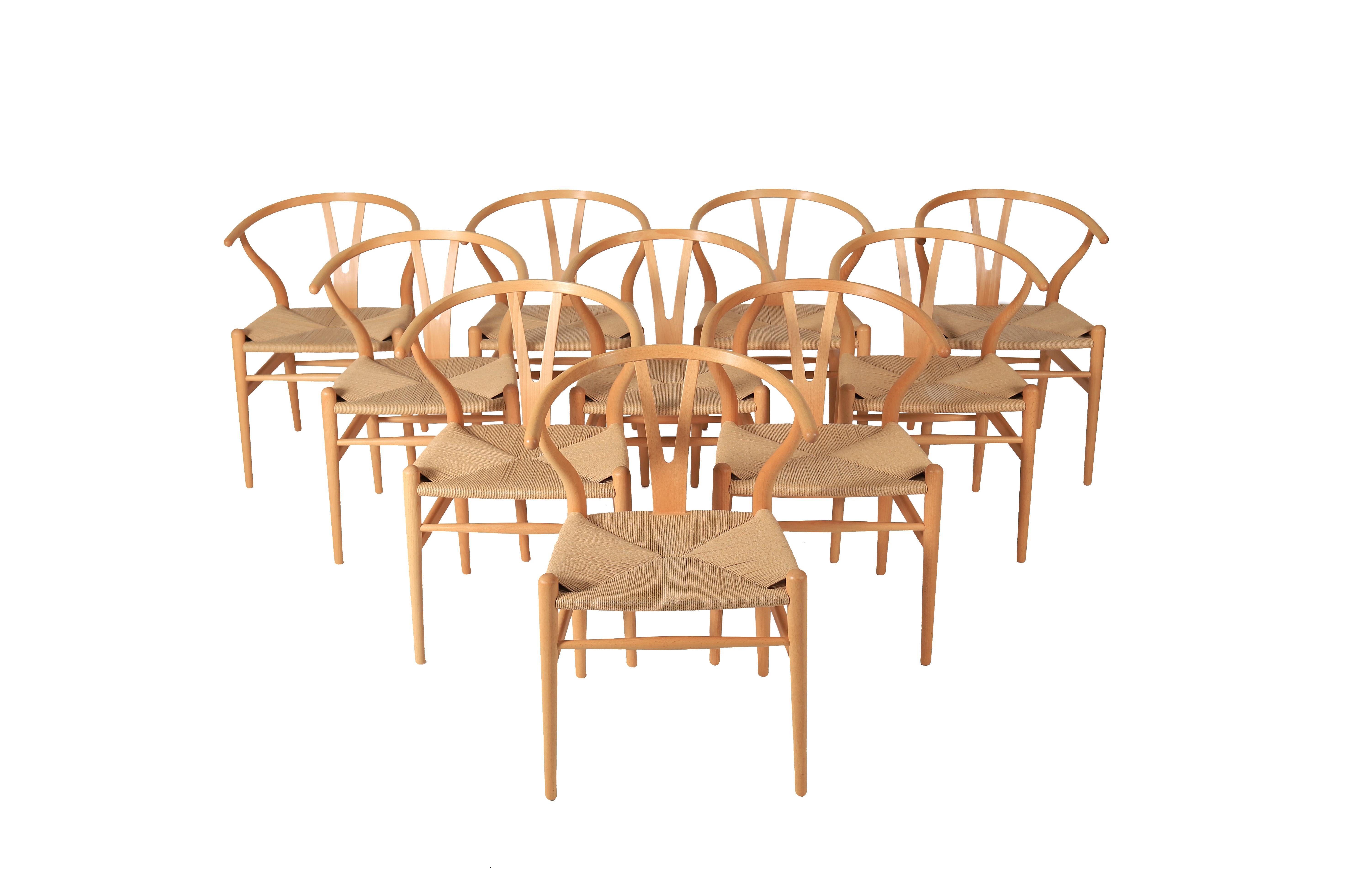 The wishbone chair is truly an iconic design by an even more iconic Danish designer, Hans Wegner. Our set is in wonderful original condition. Ten chairs in the set.