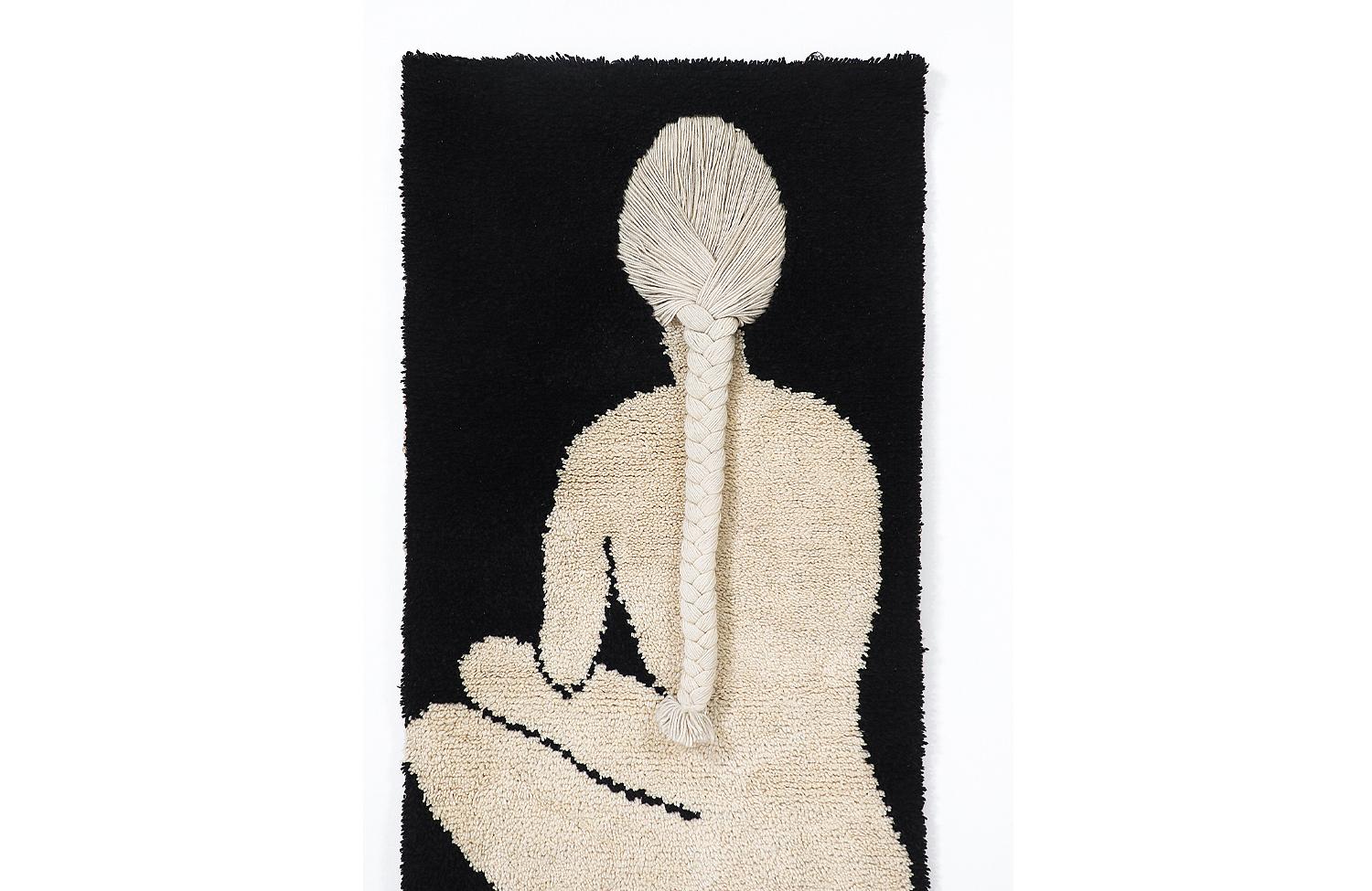 Mid-20th Century Danish Modern Woman Silhouette Wall Hanging Pop Art Rug by Rya