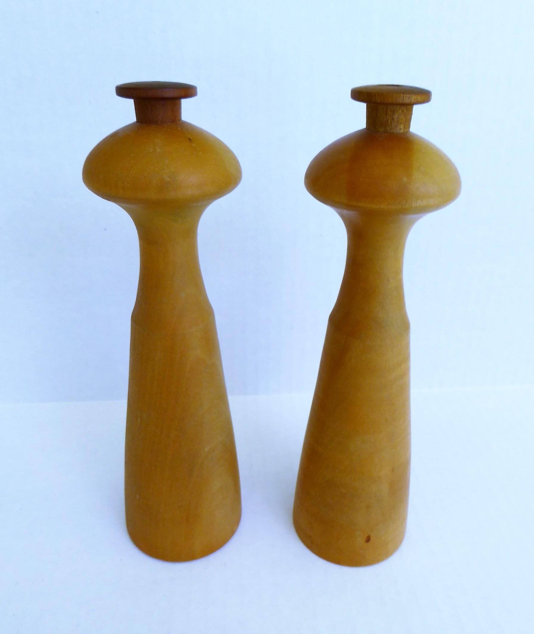 Norwegian Danish Modern Wood Salt & Pepper Shakers by Dan Droz for Lauffer, Norway, 1975