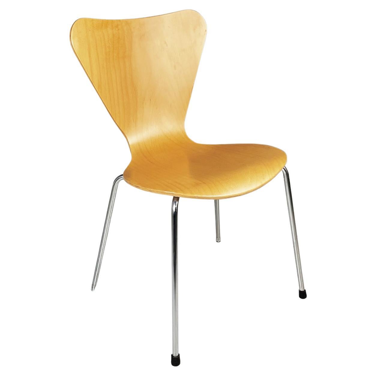 Danish Modern White Wooden and Steel Chair by Phoenix, 1970s at 1stDibs