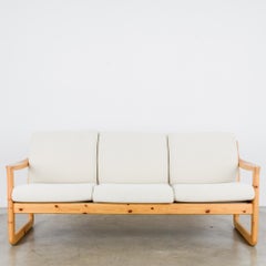 Danish Modern Wooden Sofa with Upholstered Seat and Back