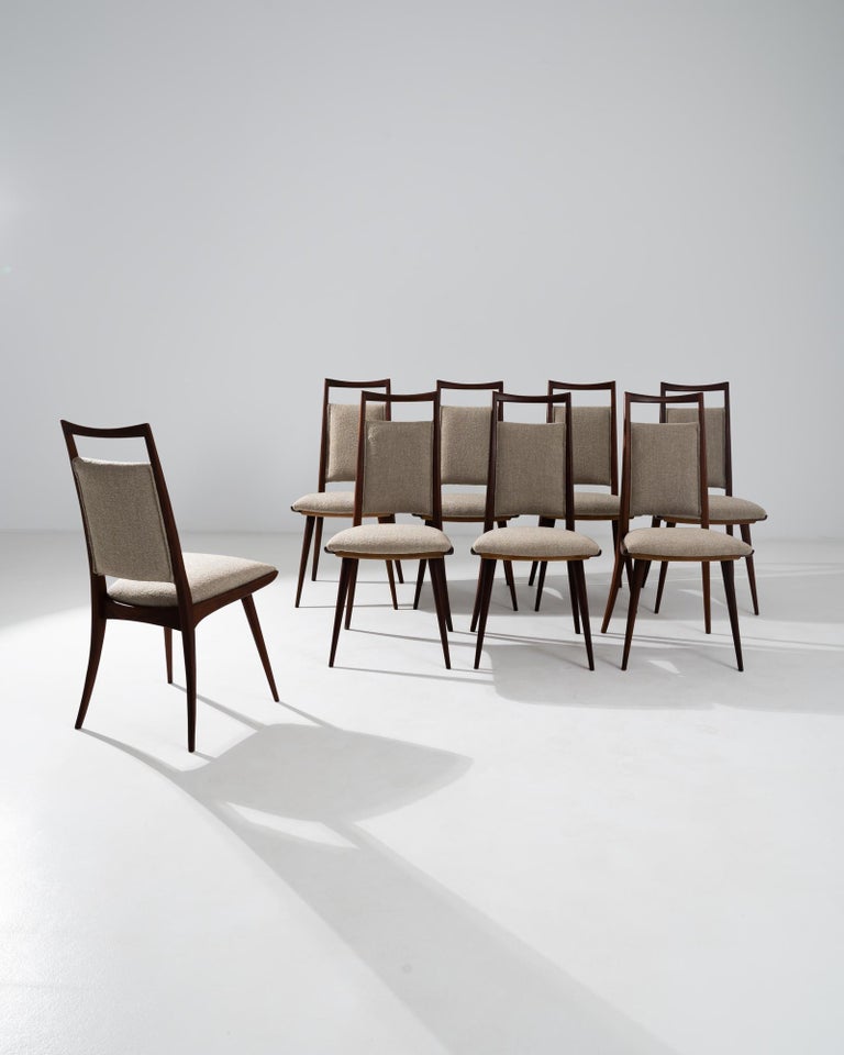 Danish Modern Wooden Upholstered Dining Chairs, Set of Eight For Sale