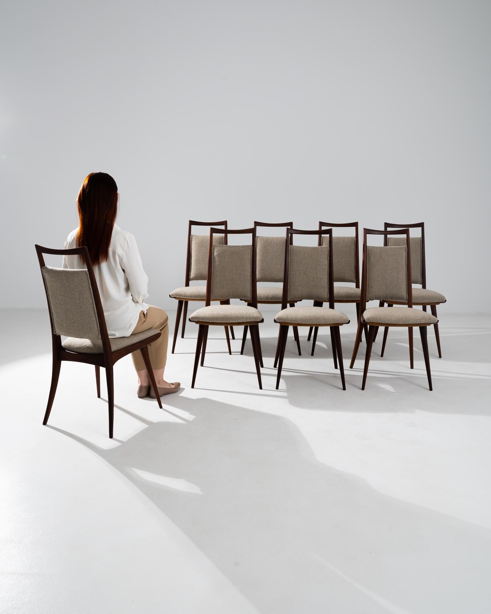 Scandinavian Modern Danish Modern Wooden Upholstered Dining Chairs, Set of Eight