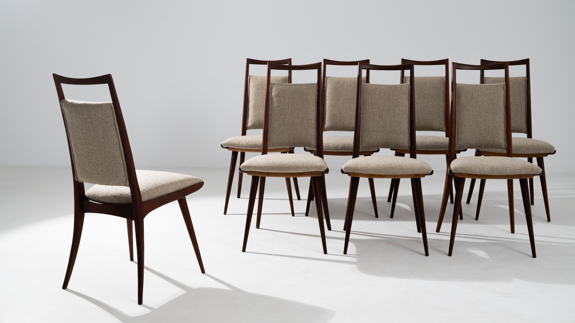 Danish Modern Wooden Upholstered Dining Chairs, Set of Eight In Good Condition In High Point, NC