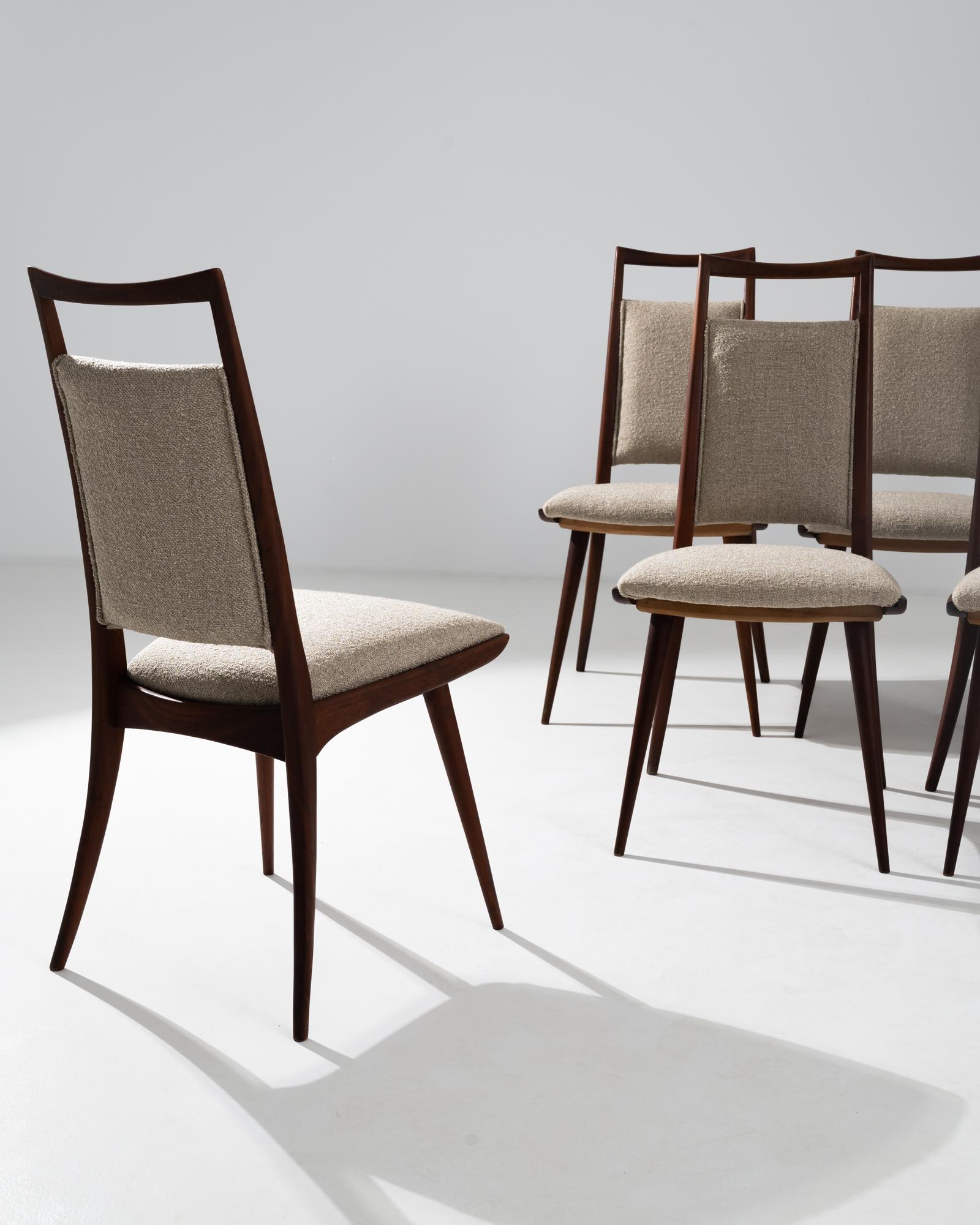20th Century Danish Modern Wooden Upholstered Dining Chairs, Set of Eight
