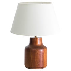 Vintage Danish Modern Wooden Vase Table Lamp