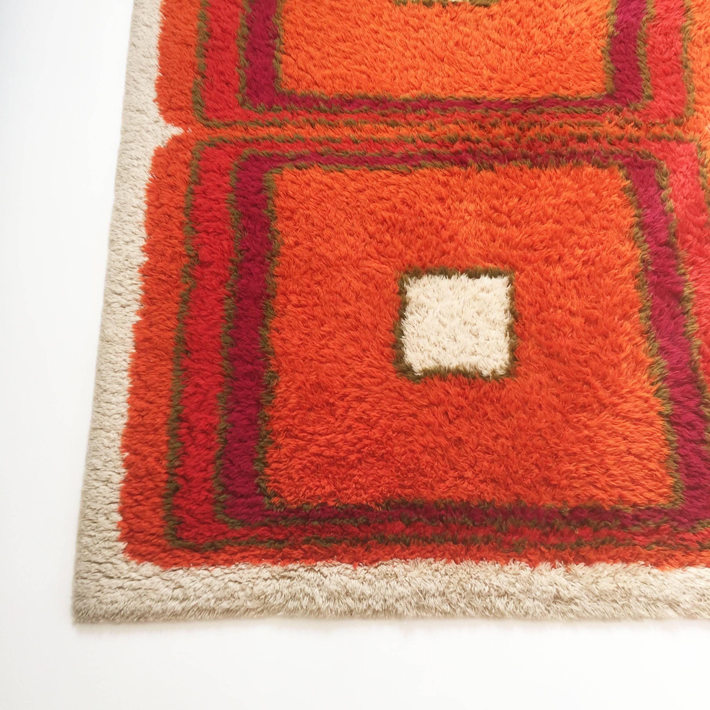 Danish Modern Wool Rya Rug Tapestry by Hojer Eksport Wilton, 1960s, Denmark In Excellent Condition In Kirchlengern, DE