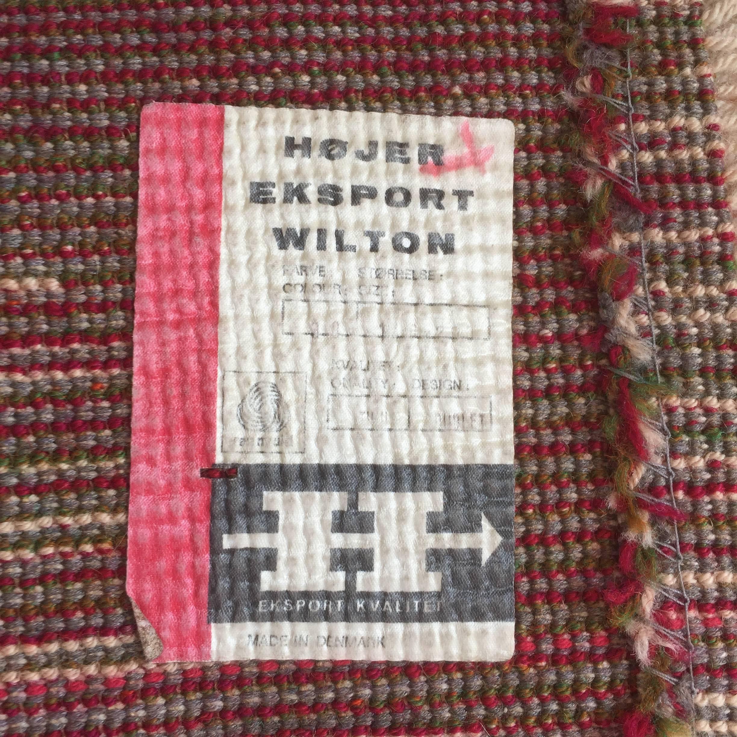 Danish Modern Wool Rya Rug Tapestry by Hojer Eksport Wilton, 1960s, Denmark 1