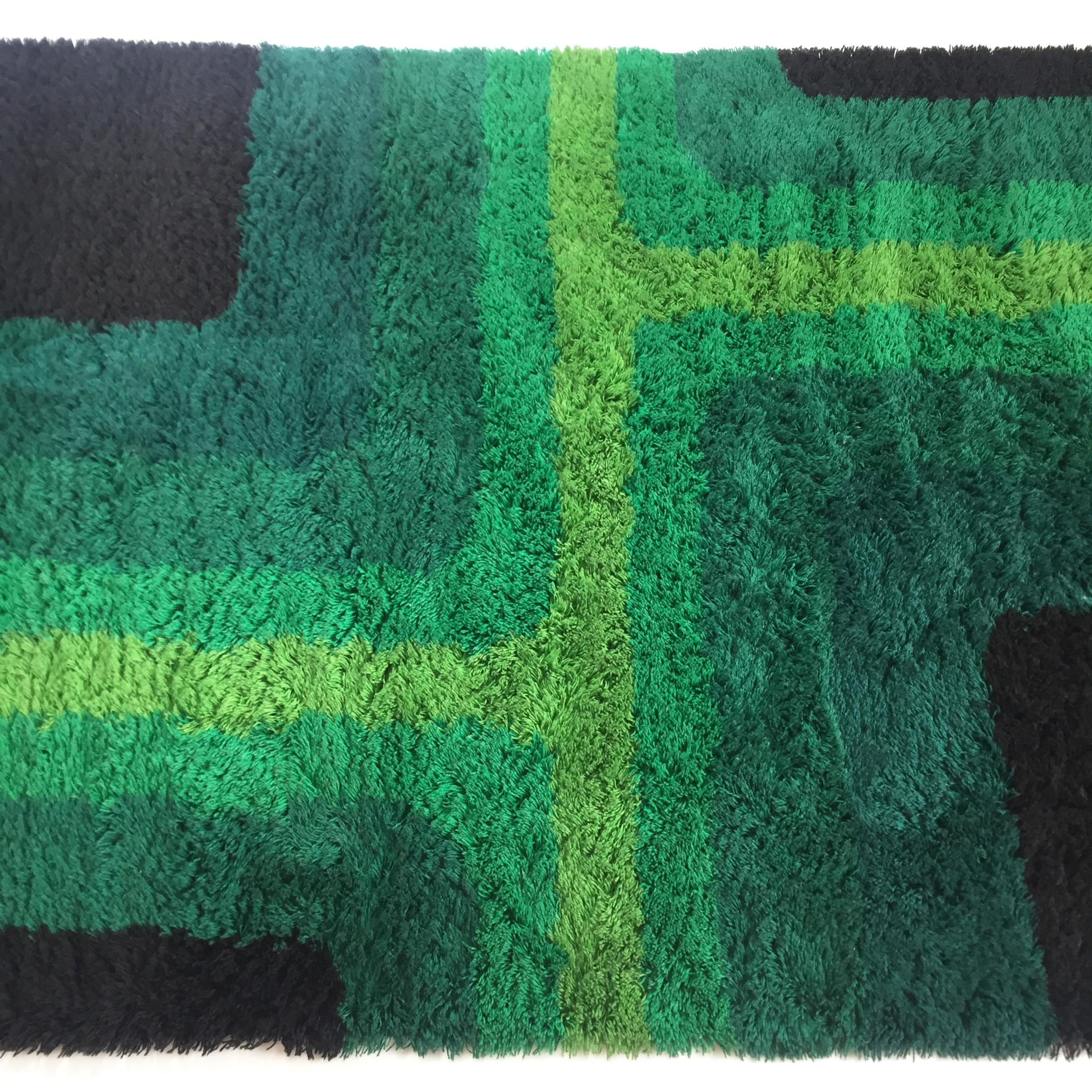 Cotton Danish Modern Wool Rya Rug Tapestry by Hojer Eksport Wilton, 1960s, Denmark