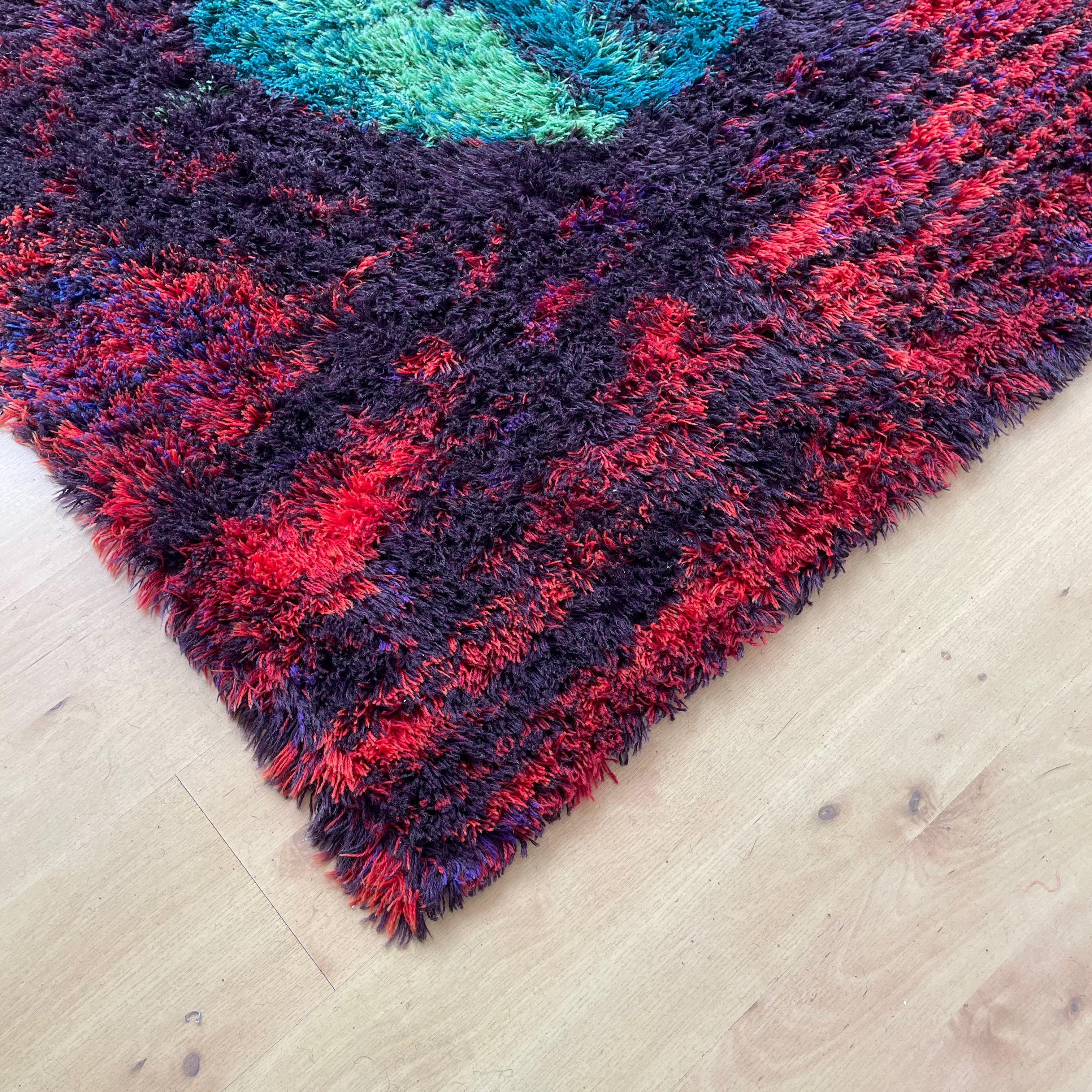 Danish Modern Wool Rya Rug Tapestry by Hojer Eksport Wilton, 1960s, Denmark no 2 For Sale 6