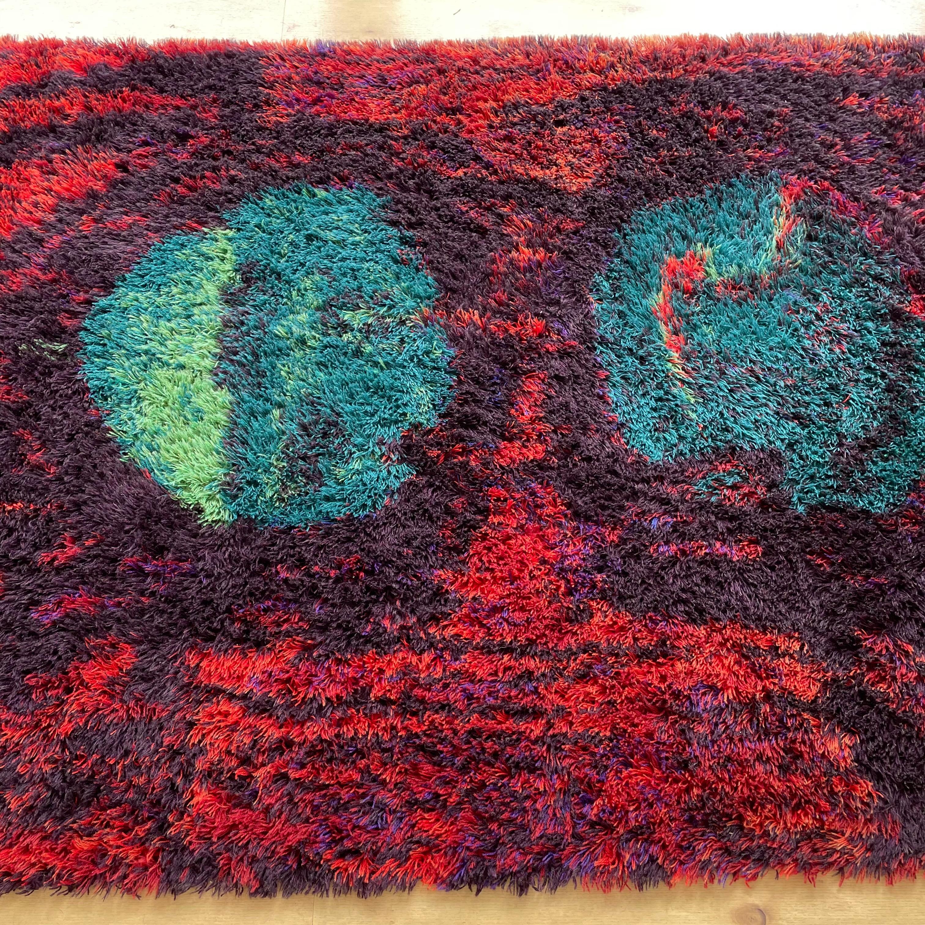 Danish Modern Wool Rya Rug Tapestry by Hojer Eksport Wilton, 1960s, Denmark no 2 For Sale 7