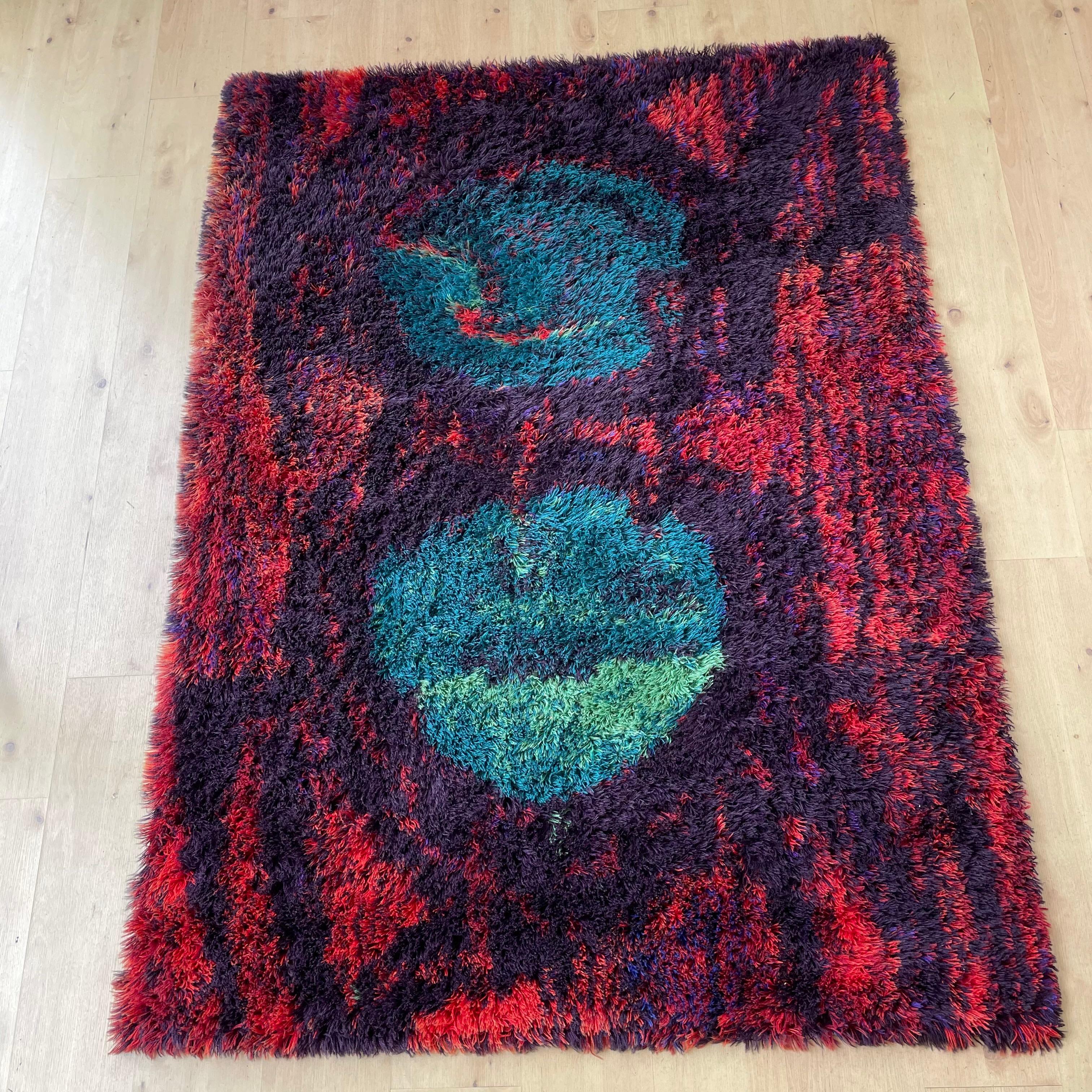 Danish Modern Wool Rya Rug Tapestry by Hojer Eksport Wilton, 1960s, Denmark no 2 In Good Condition For Sale In Kirchlengern, DE