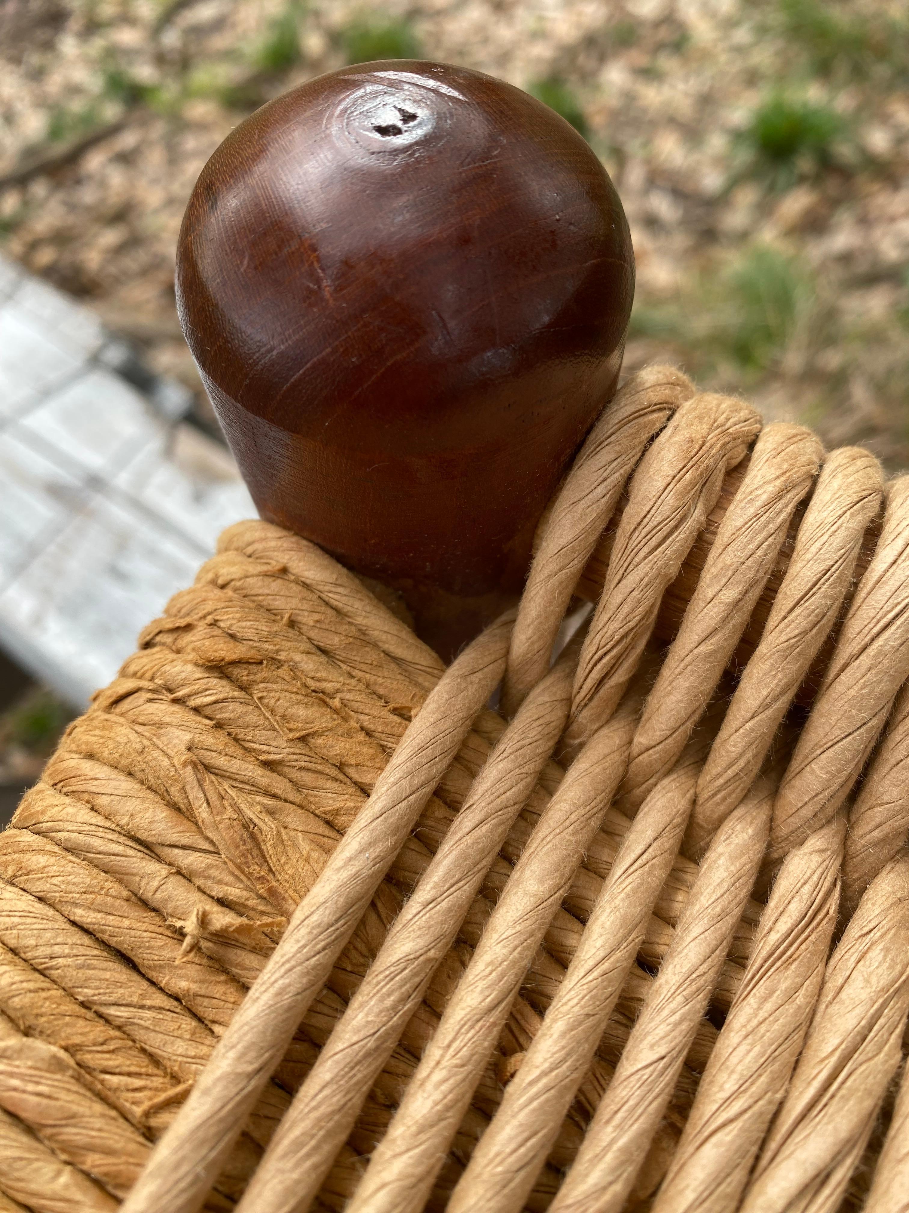 20th Century Danish Modern Woven Rope Rustic European Stool For Sale