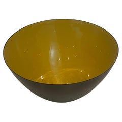 Ciotola moderna danese in smalto giallo Krenit di Herbert Krenchel per Torben Orskov