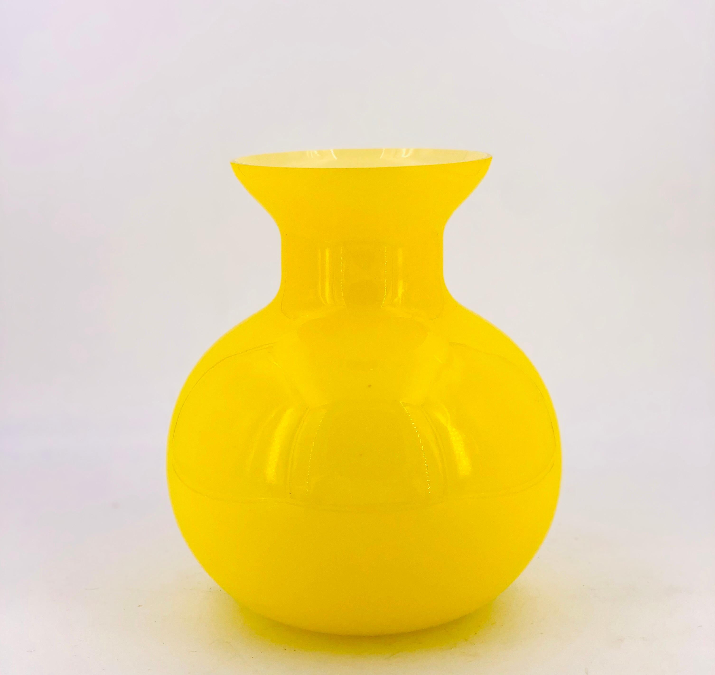 Scandinavian Modern Danish Modern Yellow Holmegaard Vase Cased
