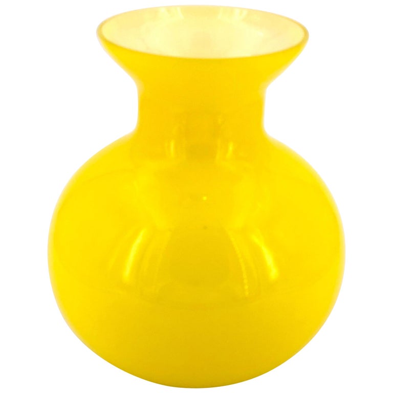 Danish Modern Yellow Holmegaard Vase Cased at 1stDibs