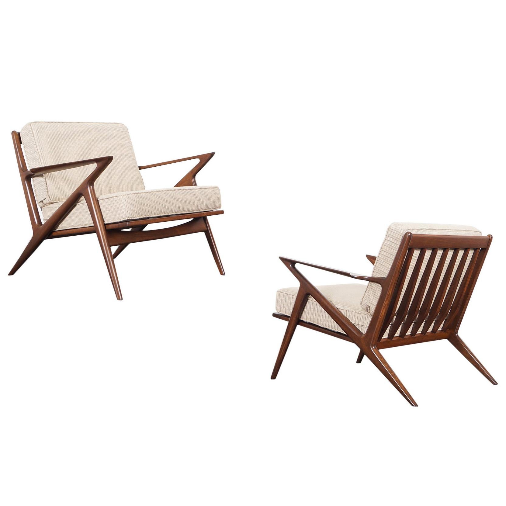 Danish Modern "Z" Lounge Chairs by Poul Jensen for Selig