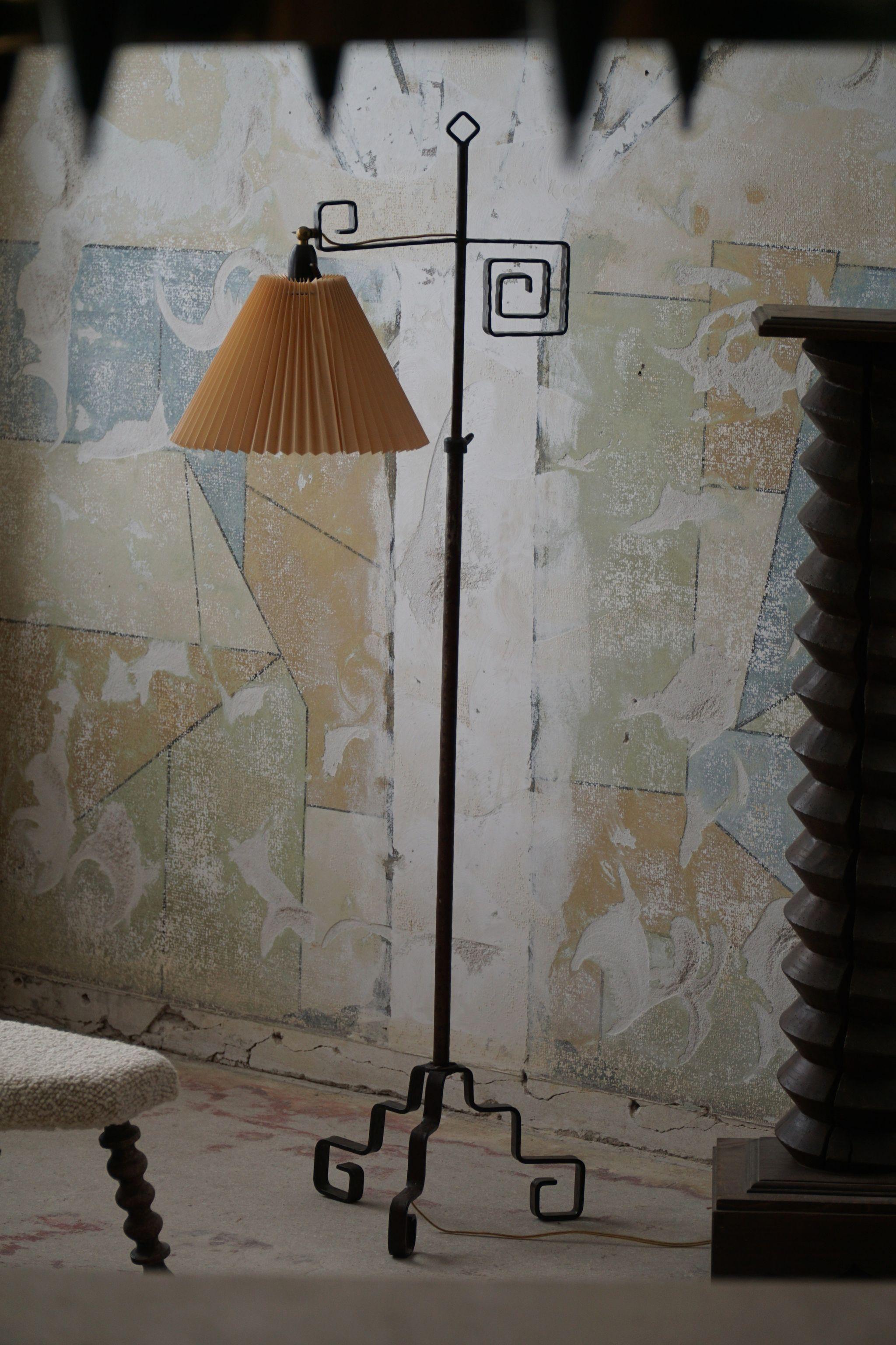 Danish Modernism, Adjustable Floor Lamp in Steel, Mid Century, 1950s 1