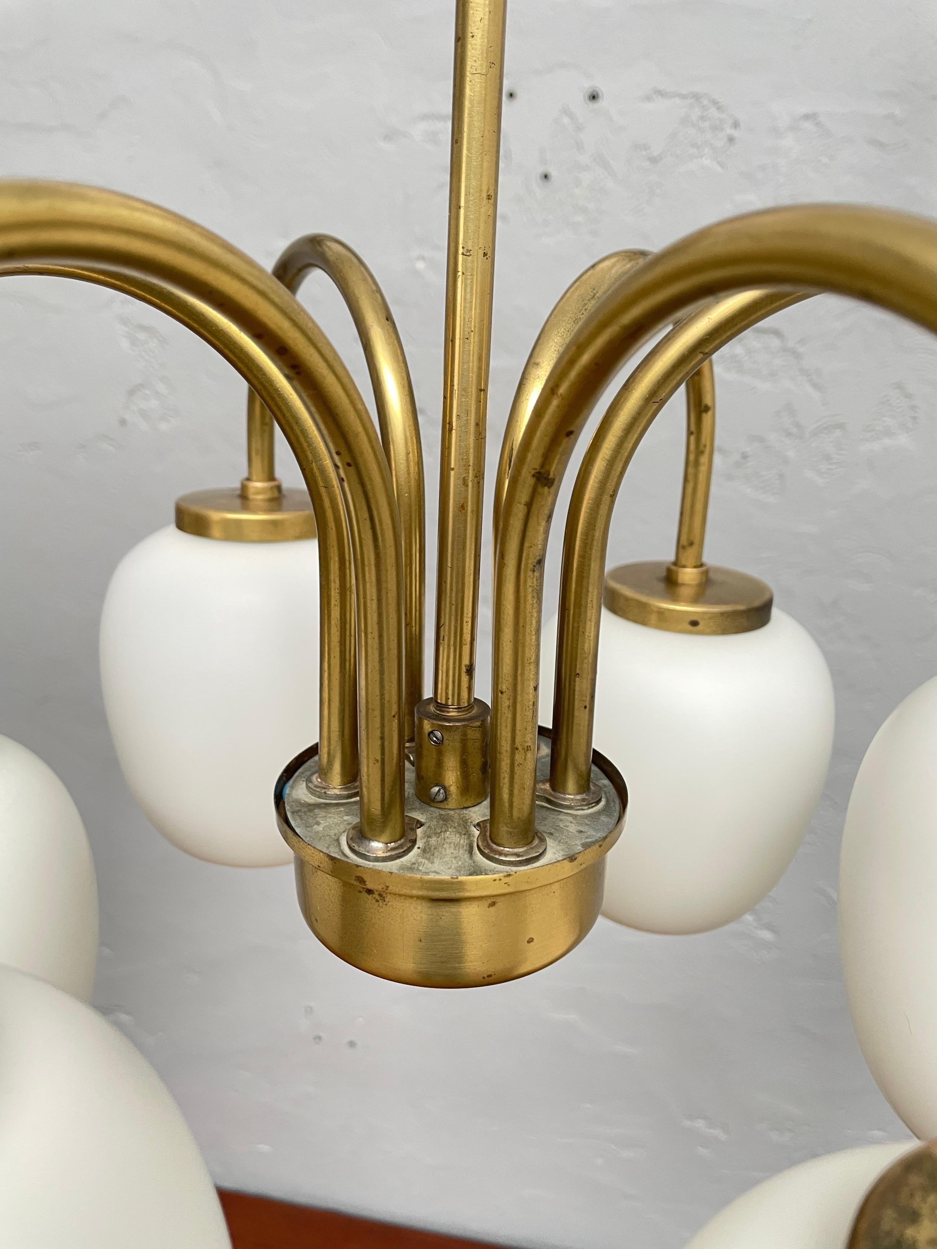 Mid-20th Century Danish Modernist 6 Arm Chandelier Pendant By LYFA  For Sale