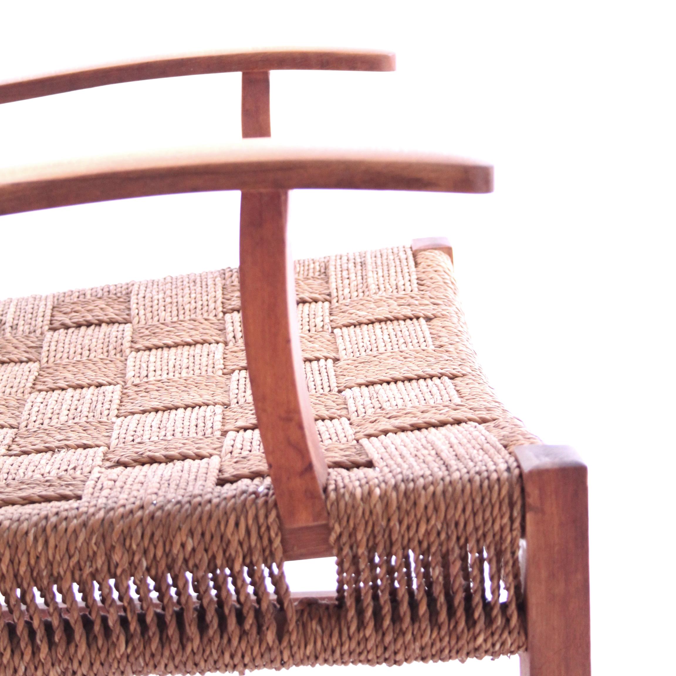 20th Century Frits Schlegel attributed Beech and Seagrass Lounge Chair 1940s