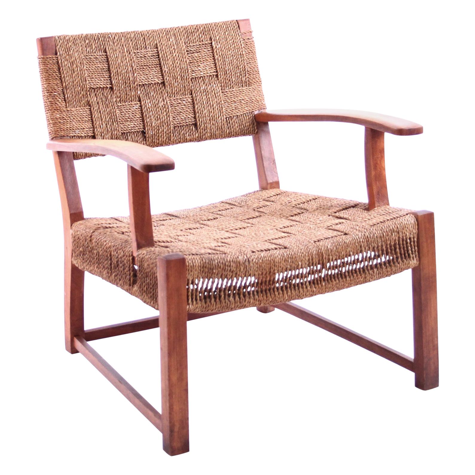 Frits Schlegel attributed Beech and Seagrass Lounge Chair 1940s
