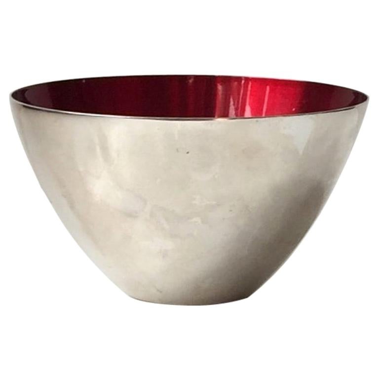 Danish Modernist Bowl in Silver Plate & Enamel by DGS, 1950s For Sale