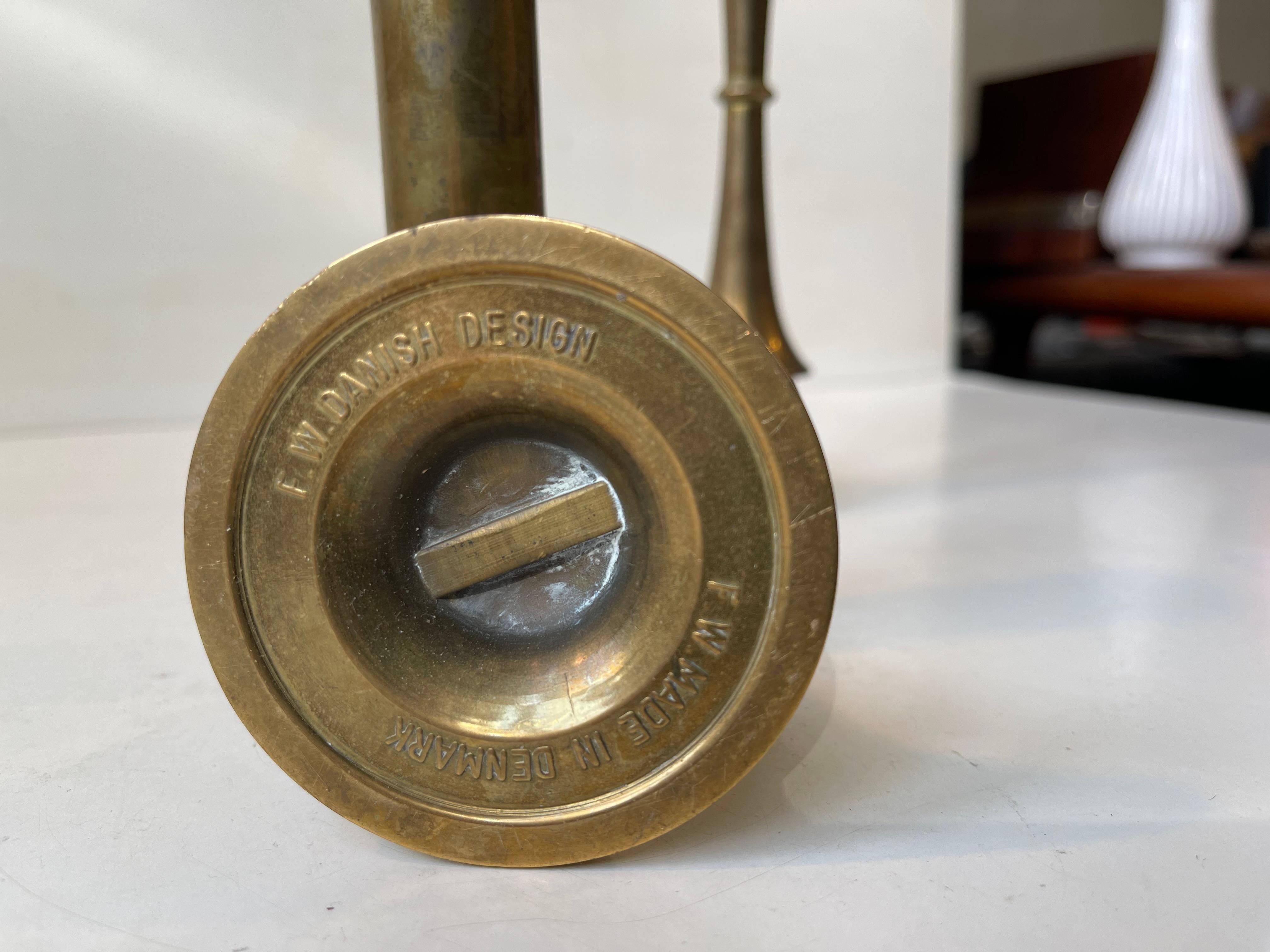 Danish Modernist Candlesticks in Patinated Brass, 1960s, Set of 3 For Sale 1