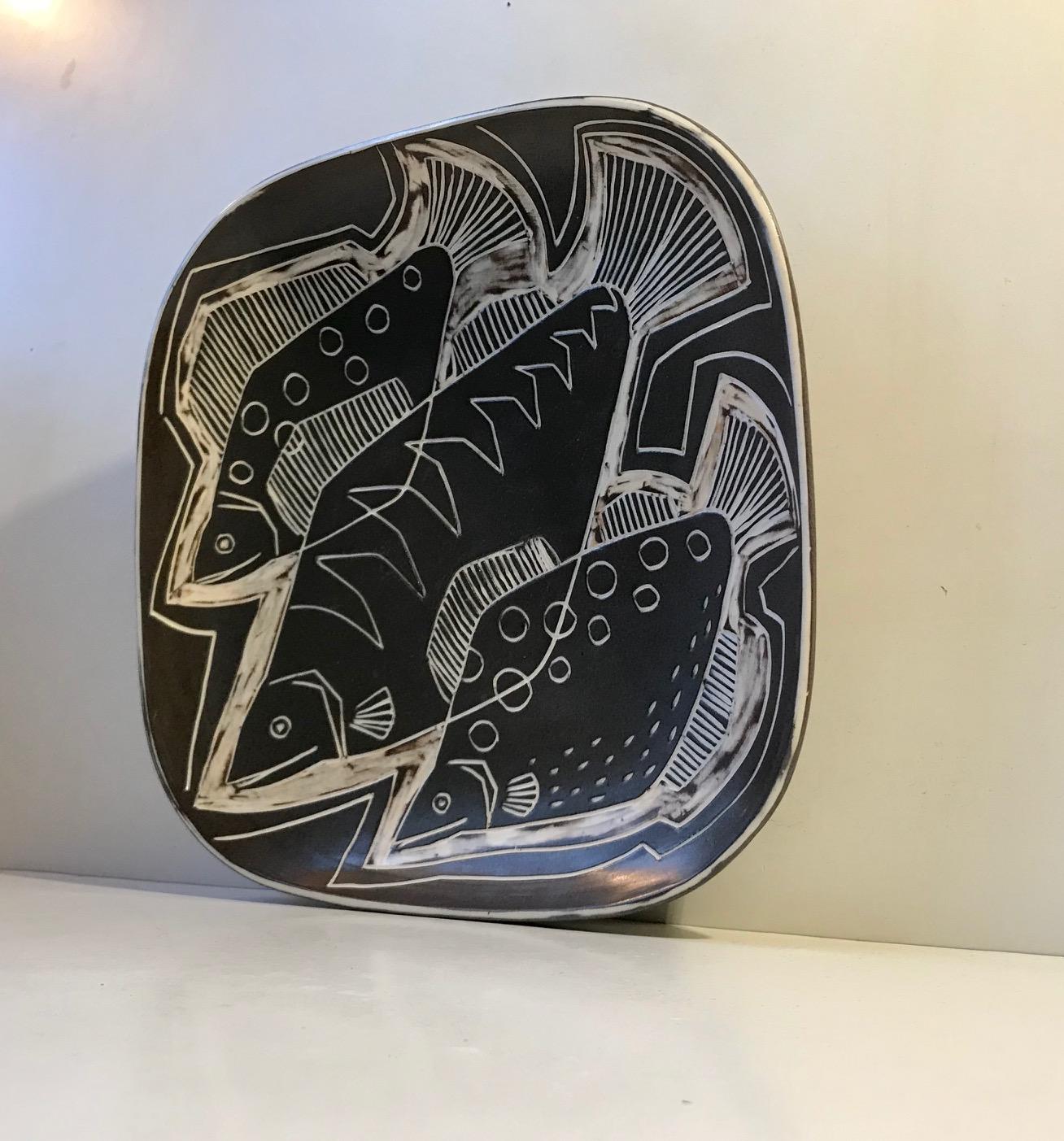 Danish Modernist Ceramic Centerpiece Plate by Eva & Johannes Andersen, 1960s For Sale 1