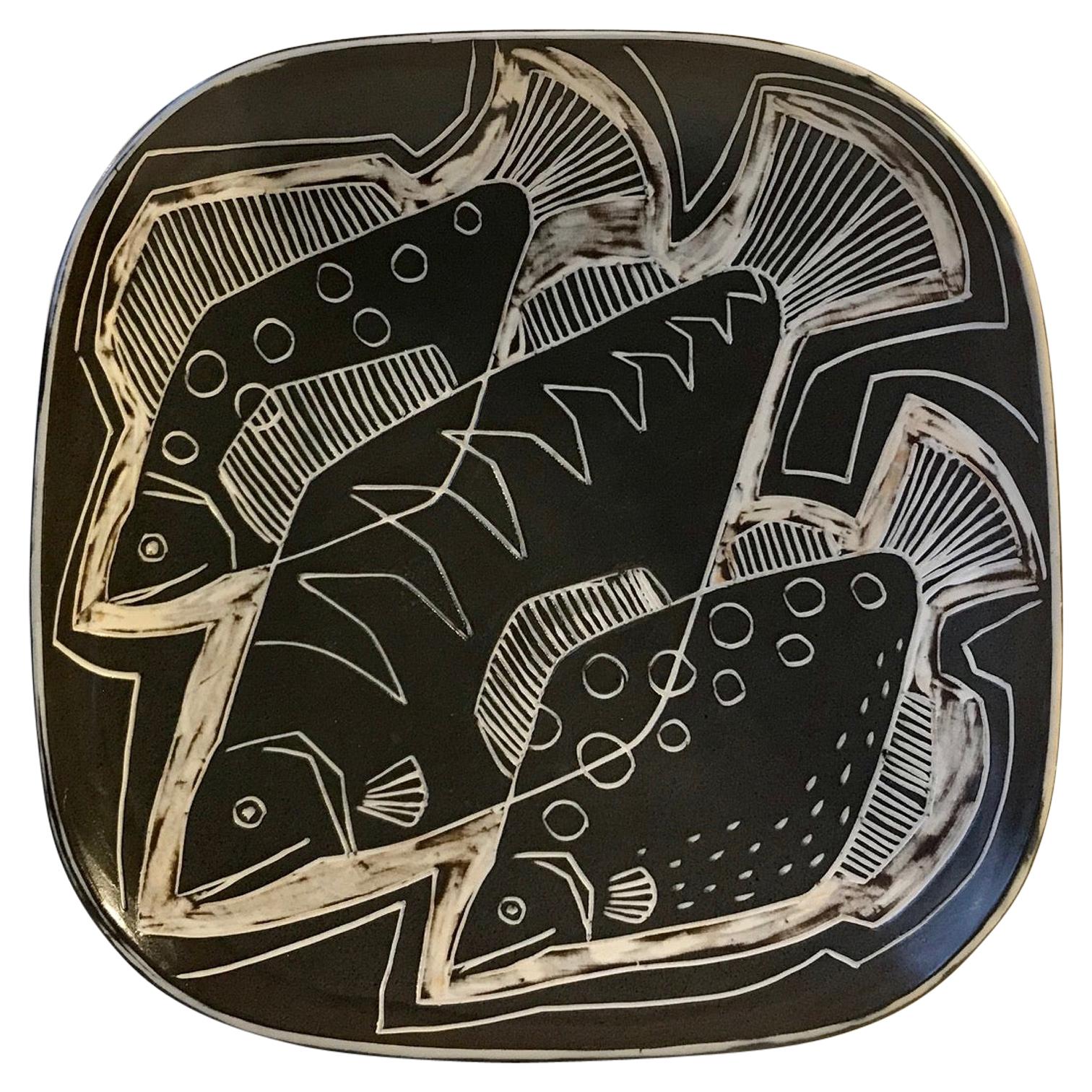 Danish Modernist Ceramic Centerpiece Plate by Eva & Johannes Andersen, 1960s For Sale