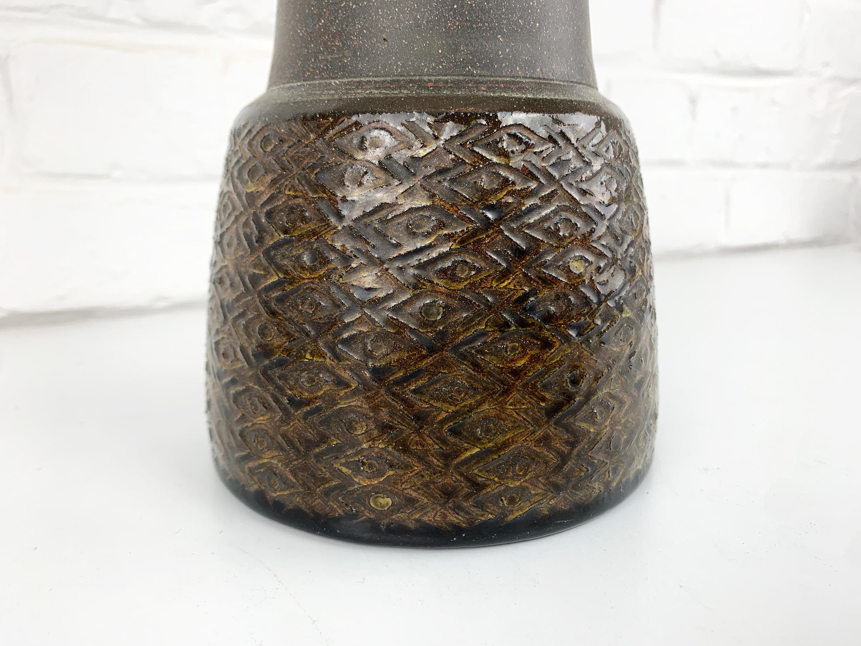 Glazed Danish Modernist Ceramic Table Lamp, Stoneware, Nils Kähler for HAK Denmark 1960