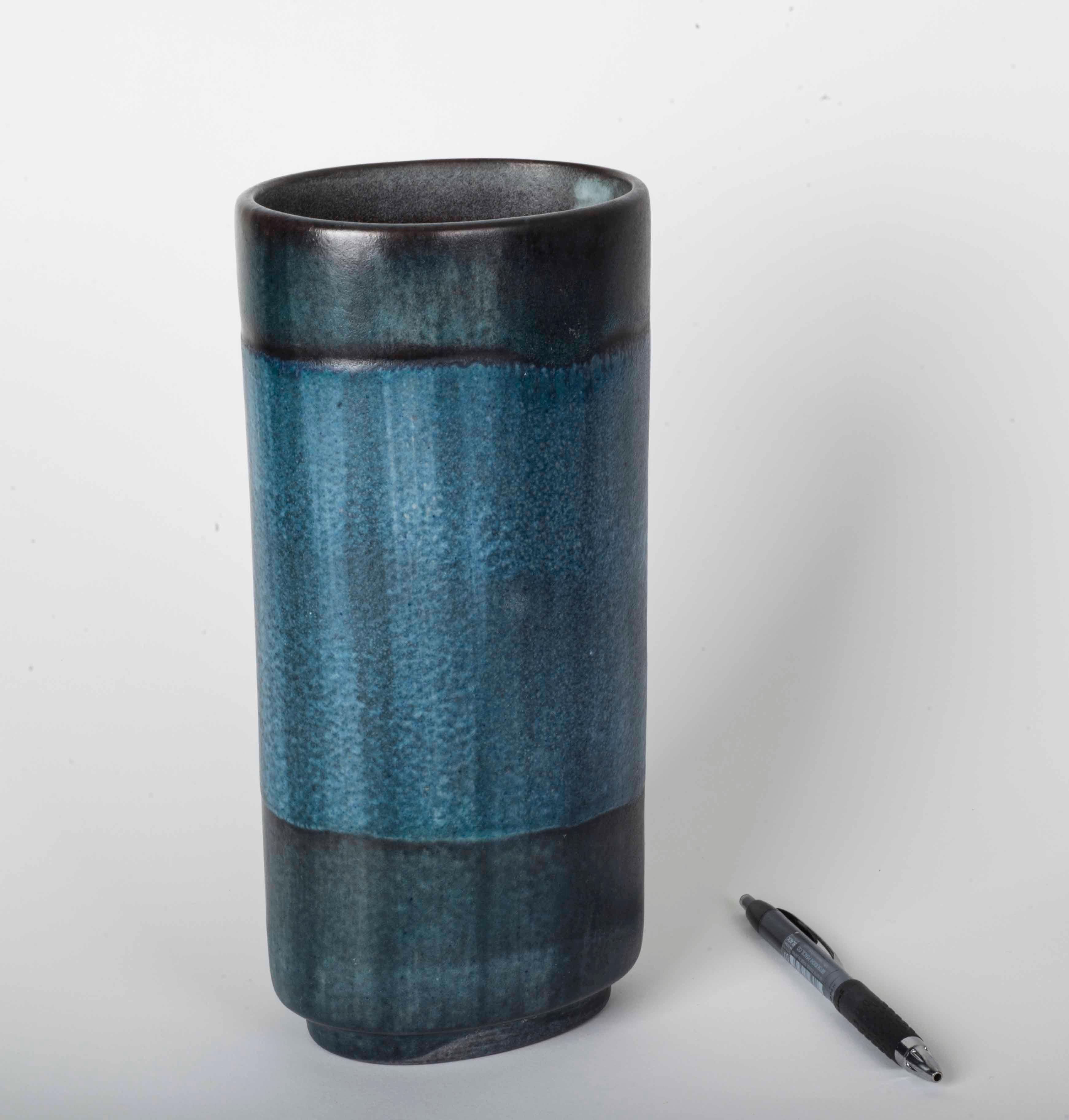 Danish Modernist Ceramic Vase in Blue and Green For Sale 5