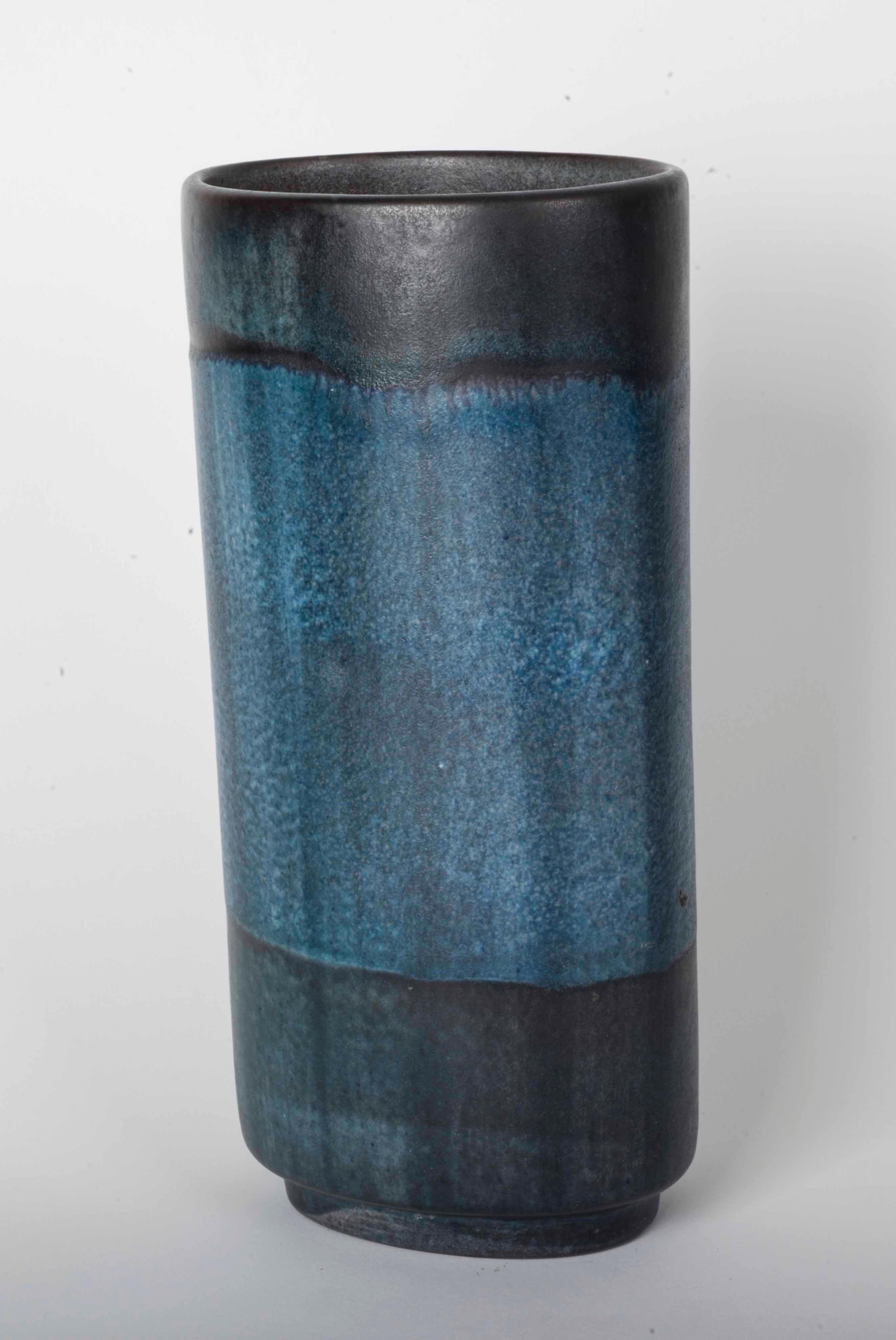 Danish Modernist Ceramic Vase in Blue and Green For Sale 7