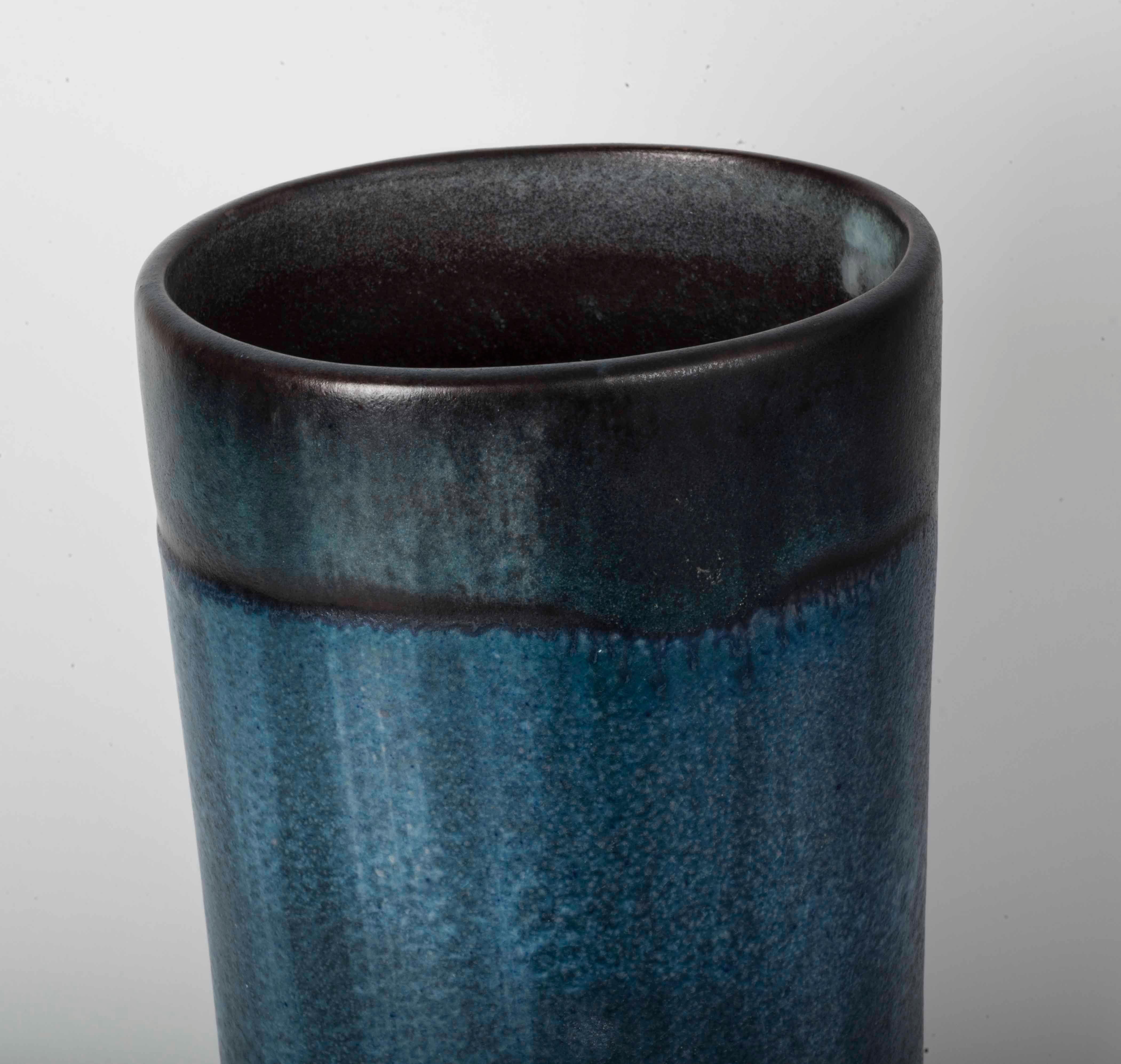 Danish Modernist Ceramic Vase in Blue and Green In Good Condition For Sale In Lisbon, IT