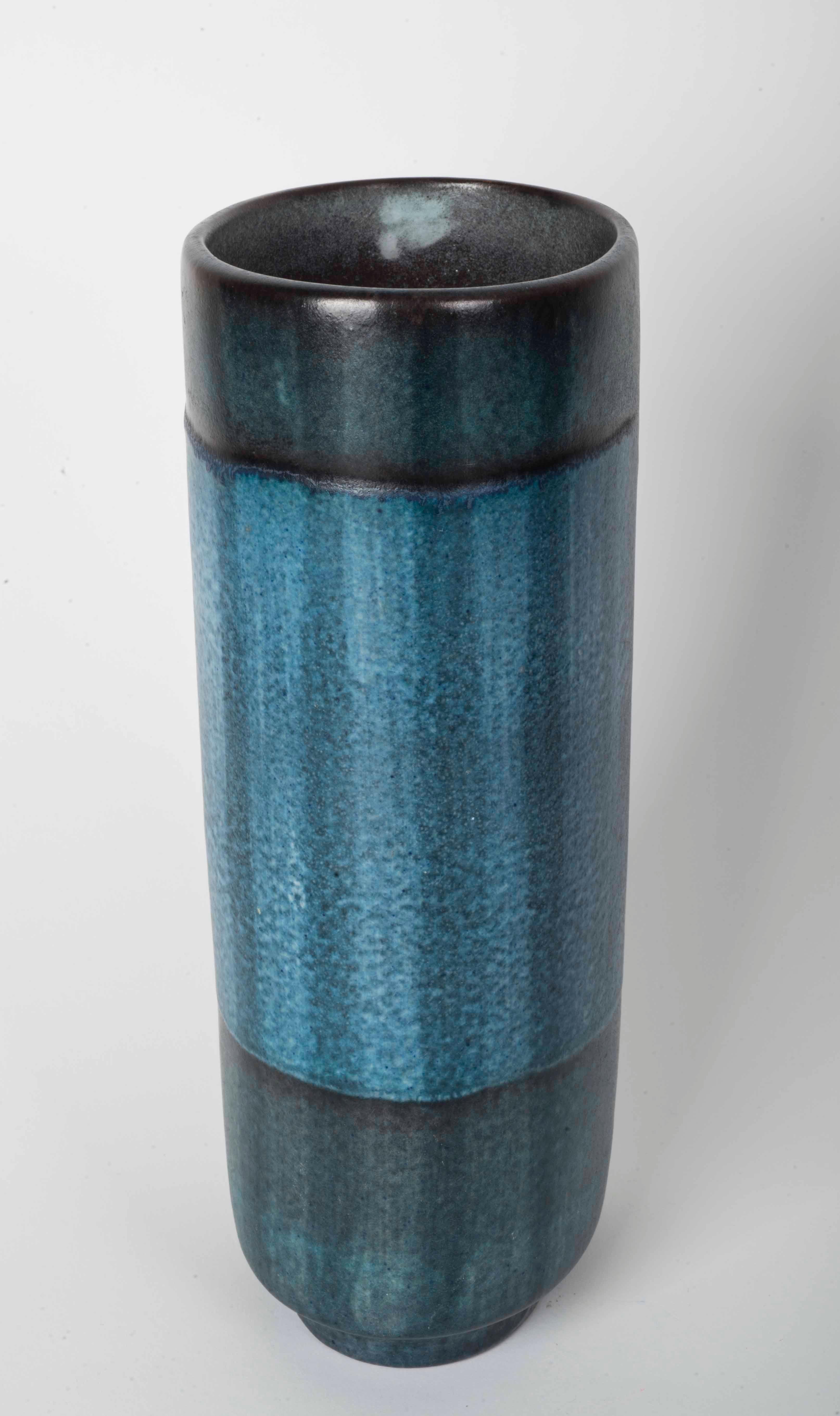 Danish Modernist Ceramic Vase in Blue and Green For Sale 2