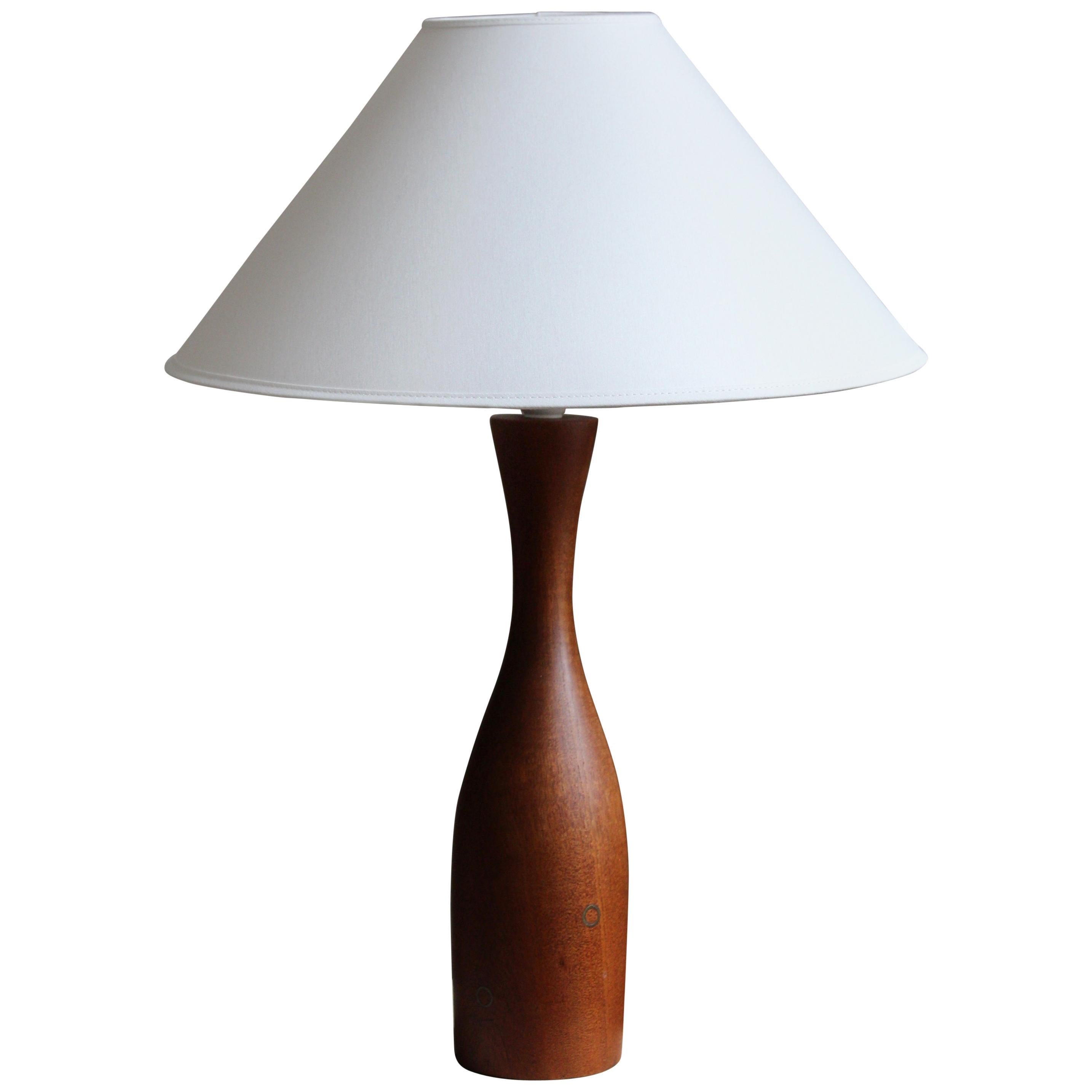 Danish Sputnik Table Lamp in Teak, Brass and Cut Glass, 1950s For Sale